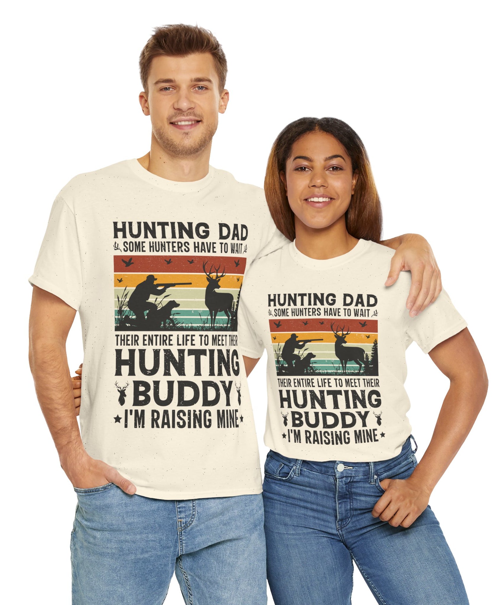 Retro Hunter Tee – Dog, Deer & Rifle Scene