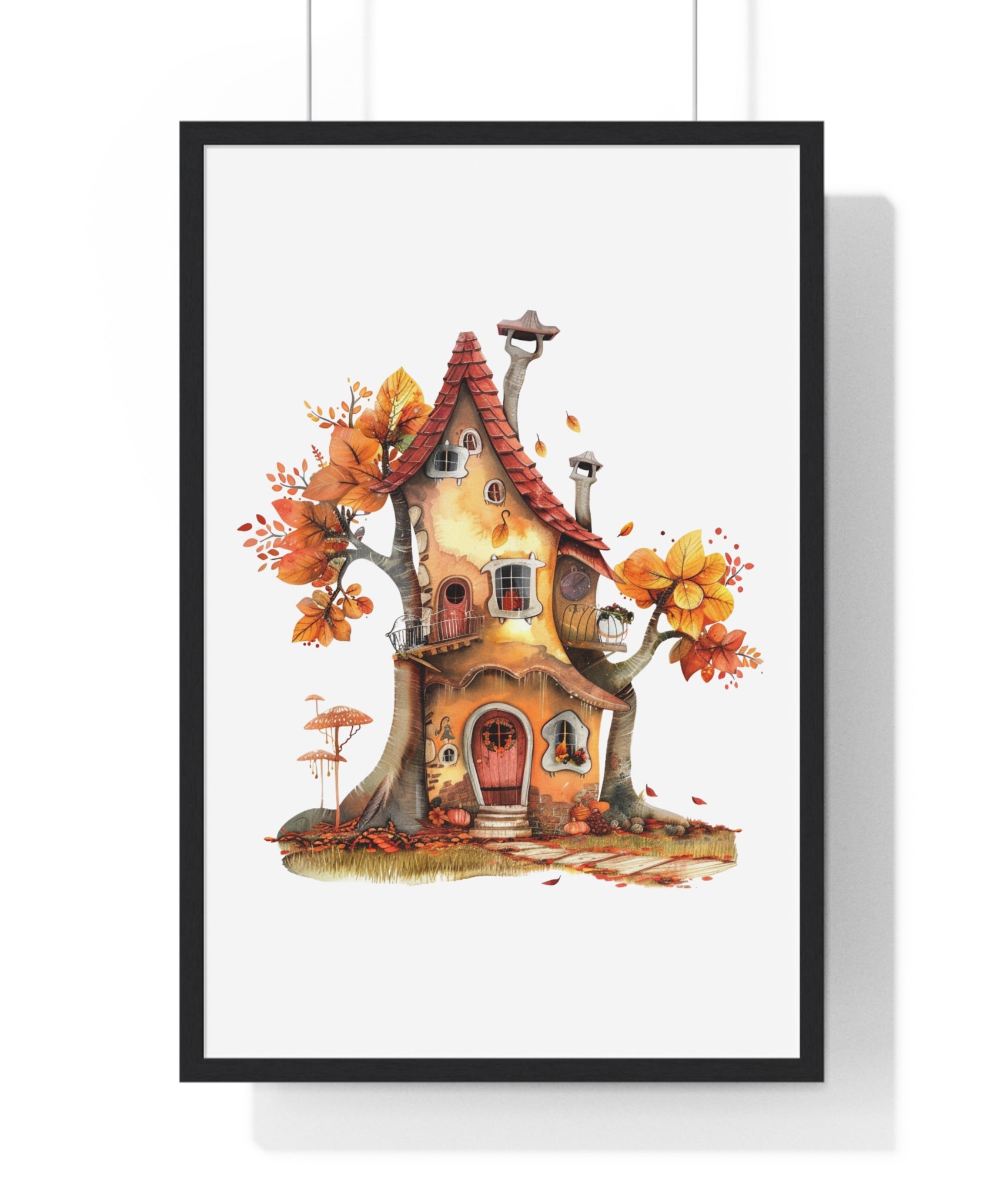 Enchanted Autumn Treehouse Wooden Framed Wall Art