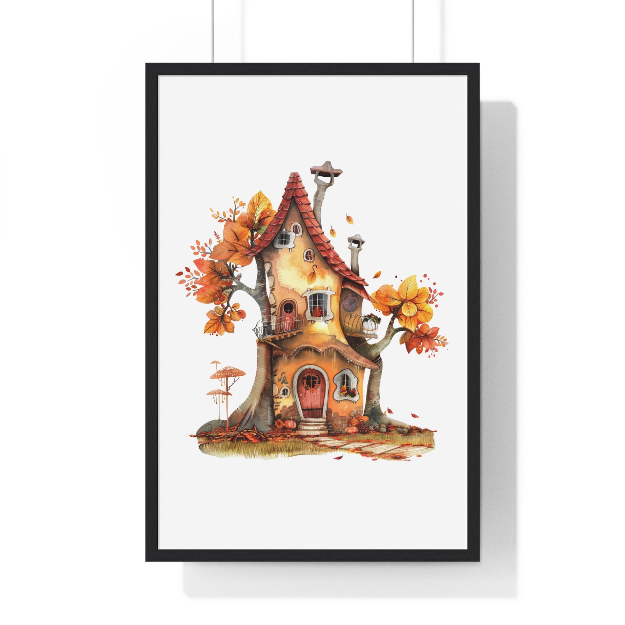 Enchanted Autumn Treehouse Wooden Framed Wall Art