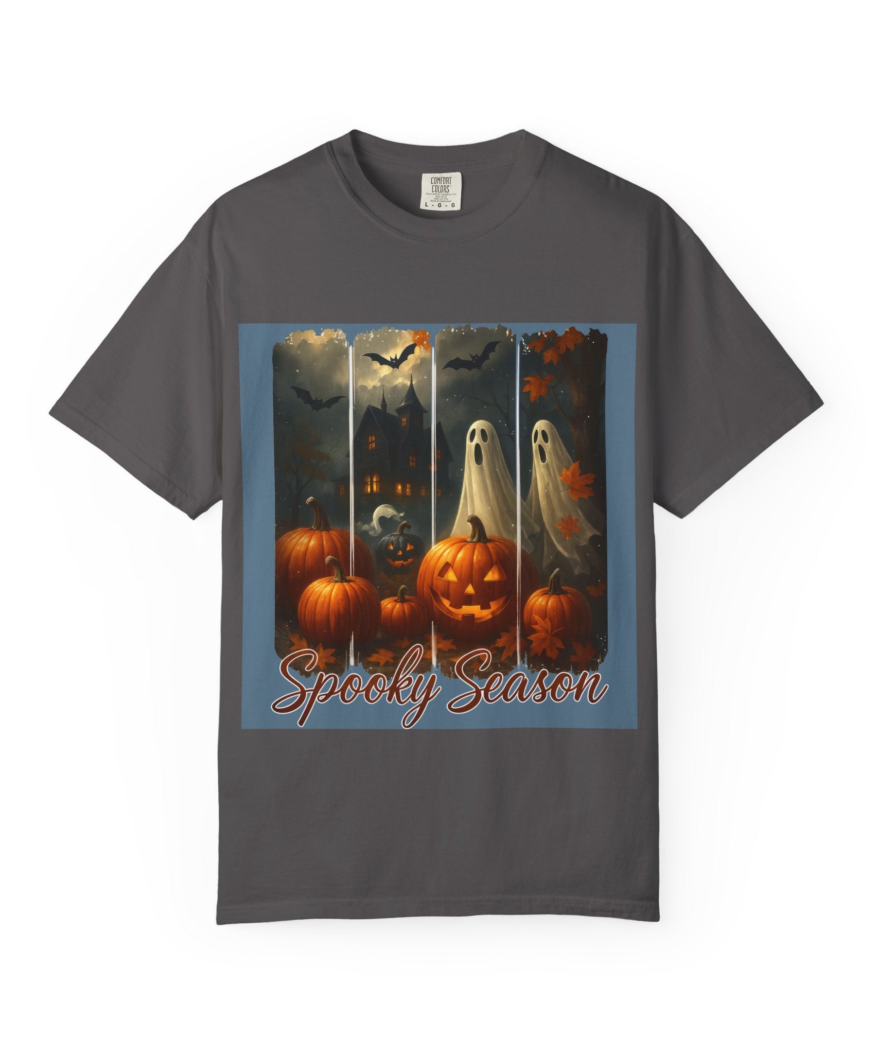 Spooky Season Unisex Halloween T-Shirt – Haunted House, Pumpkins & Ghosts Fall Design - Gallory Hive