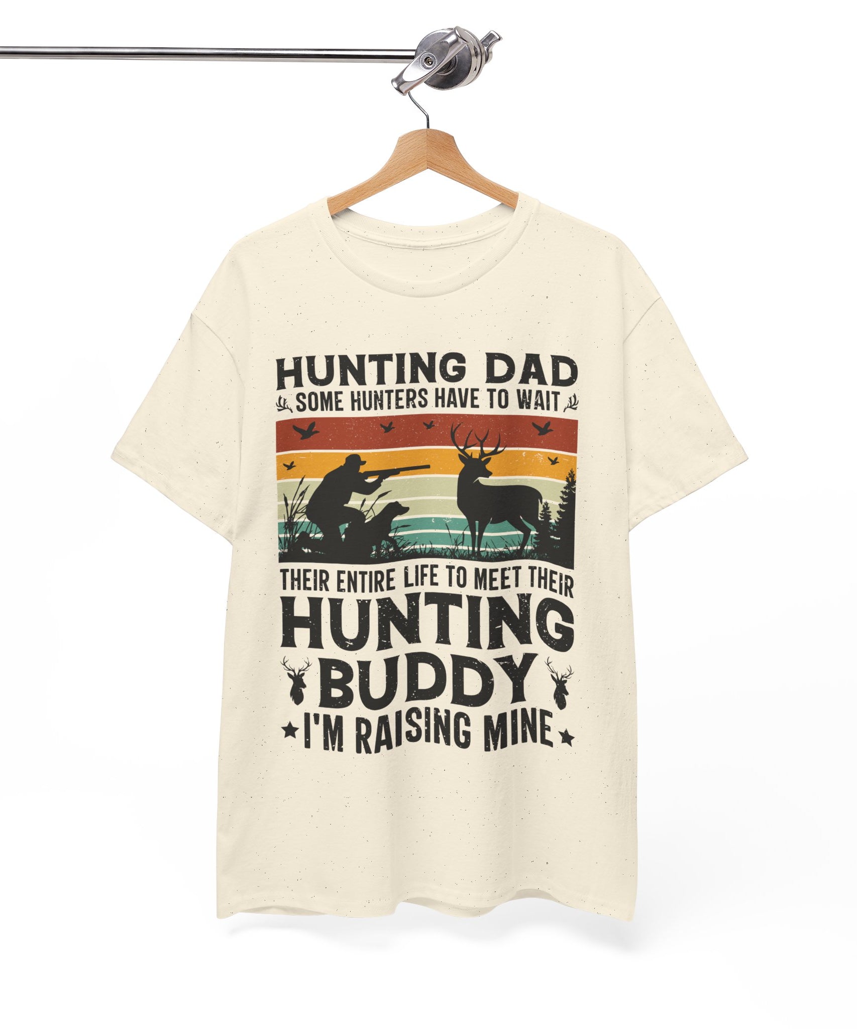 Retro Hunter Tee – Dog, Deer & Rifle Scene