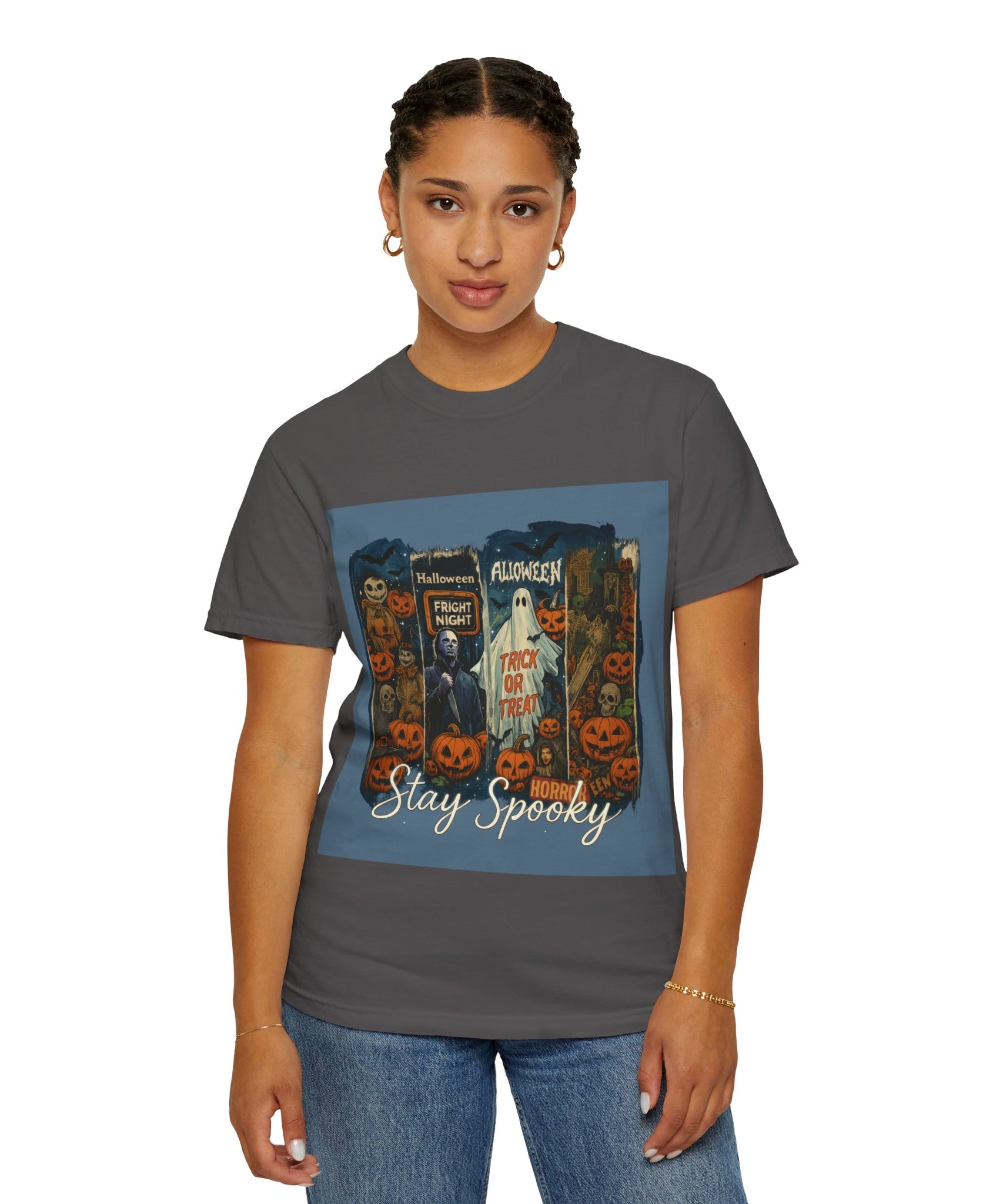 Stay Spooky Halloween Horror T-Shirt – Retro Slasher, Ghost, Pumpkins & Fright Night Design - Gallory Hive