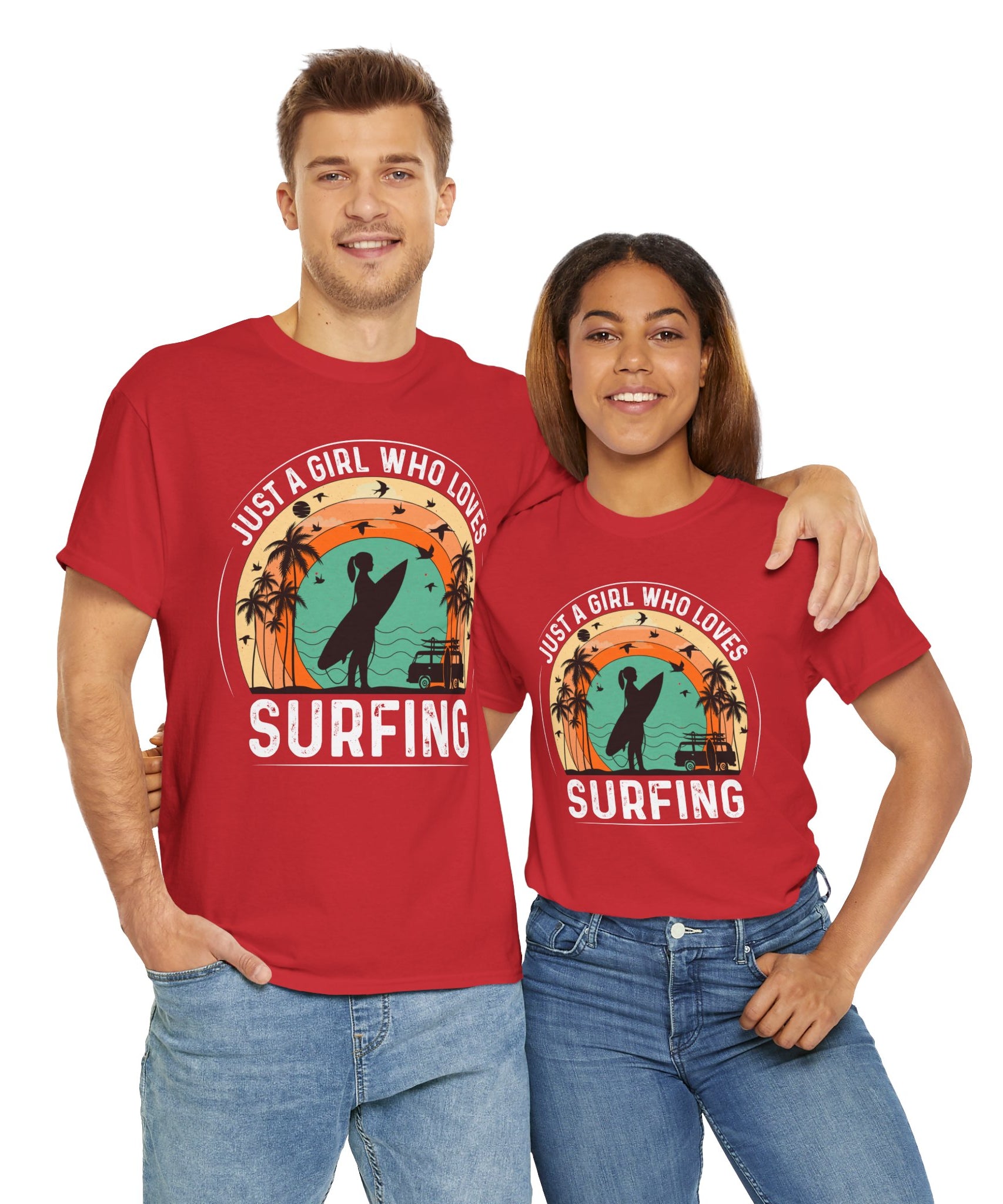 Beach Girl Surfing Retro Tee