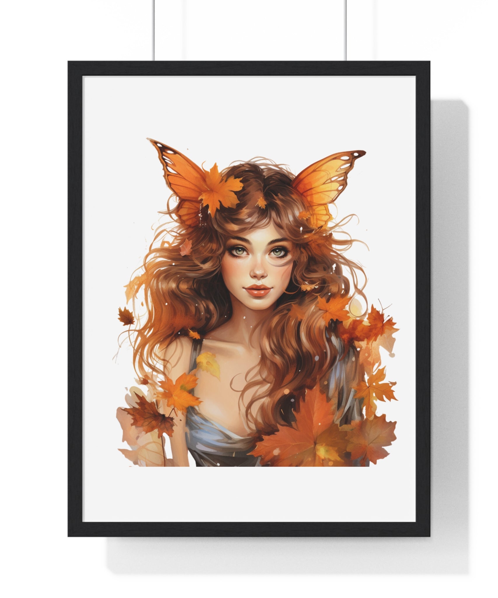 Autumn Fairy Wall Art – Butterfly Muse with Leaf Crown | Gallory Hive