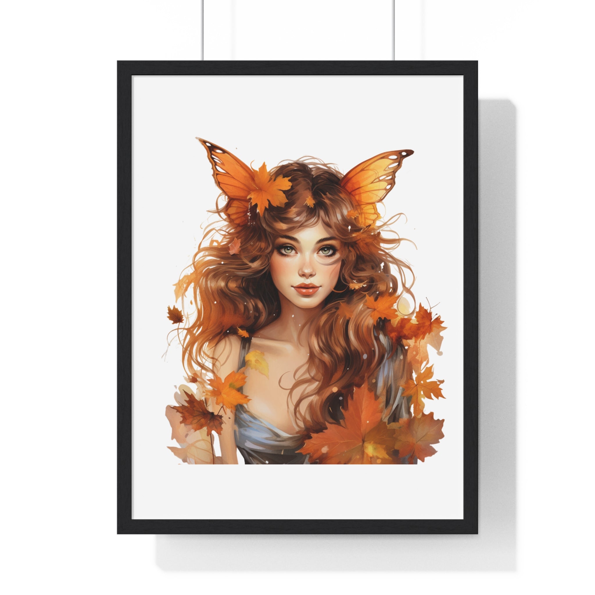 Autumn Fairy Wall Art – Butterfly Muse with Leaf Crown | Gallory Hive