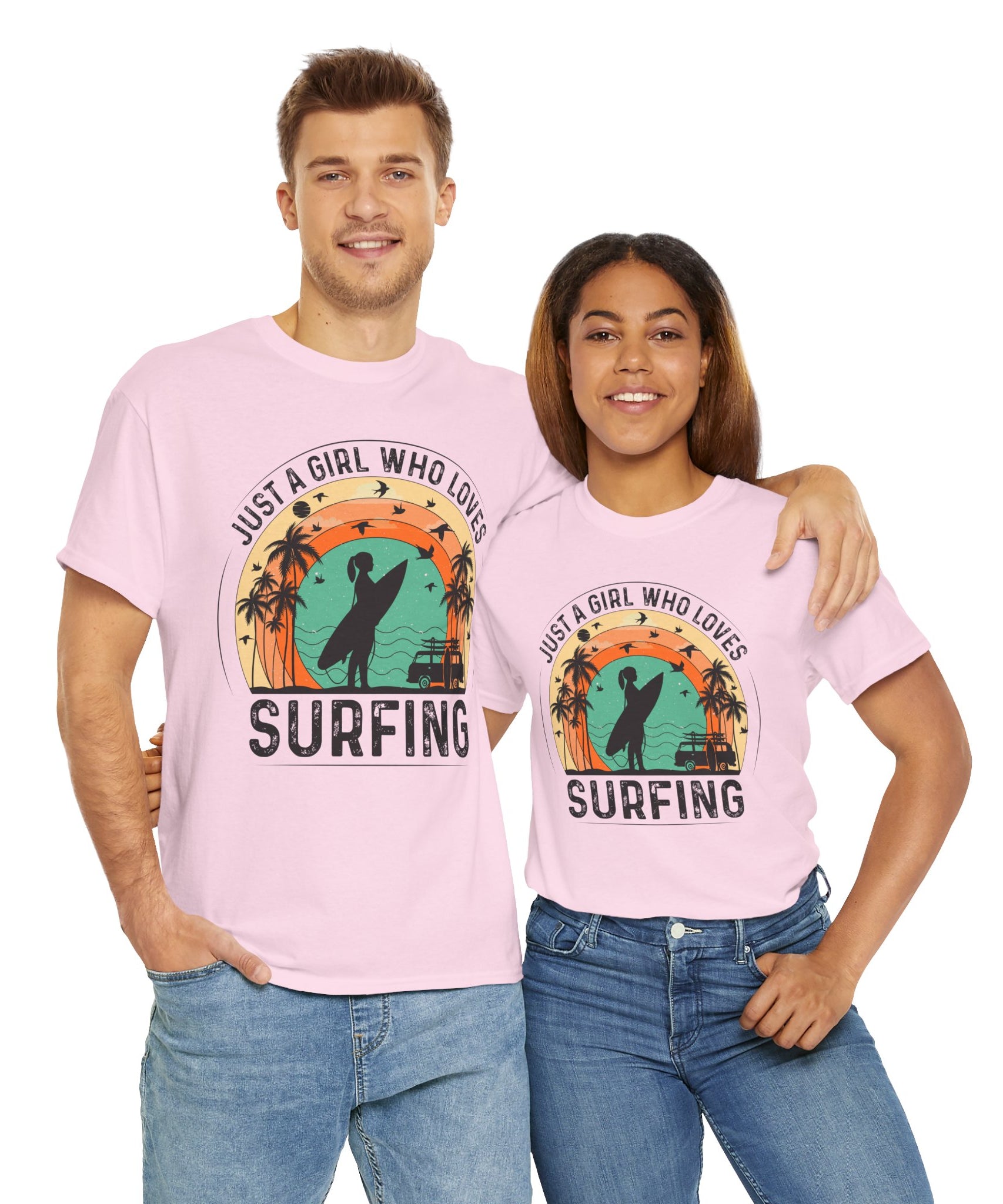 Beach Girl Surfing Retro Tee