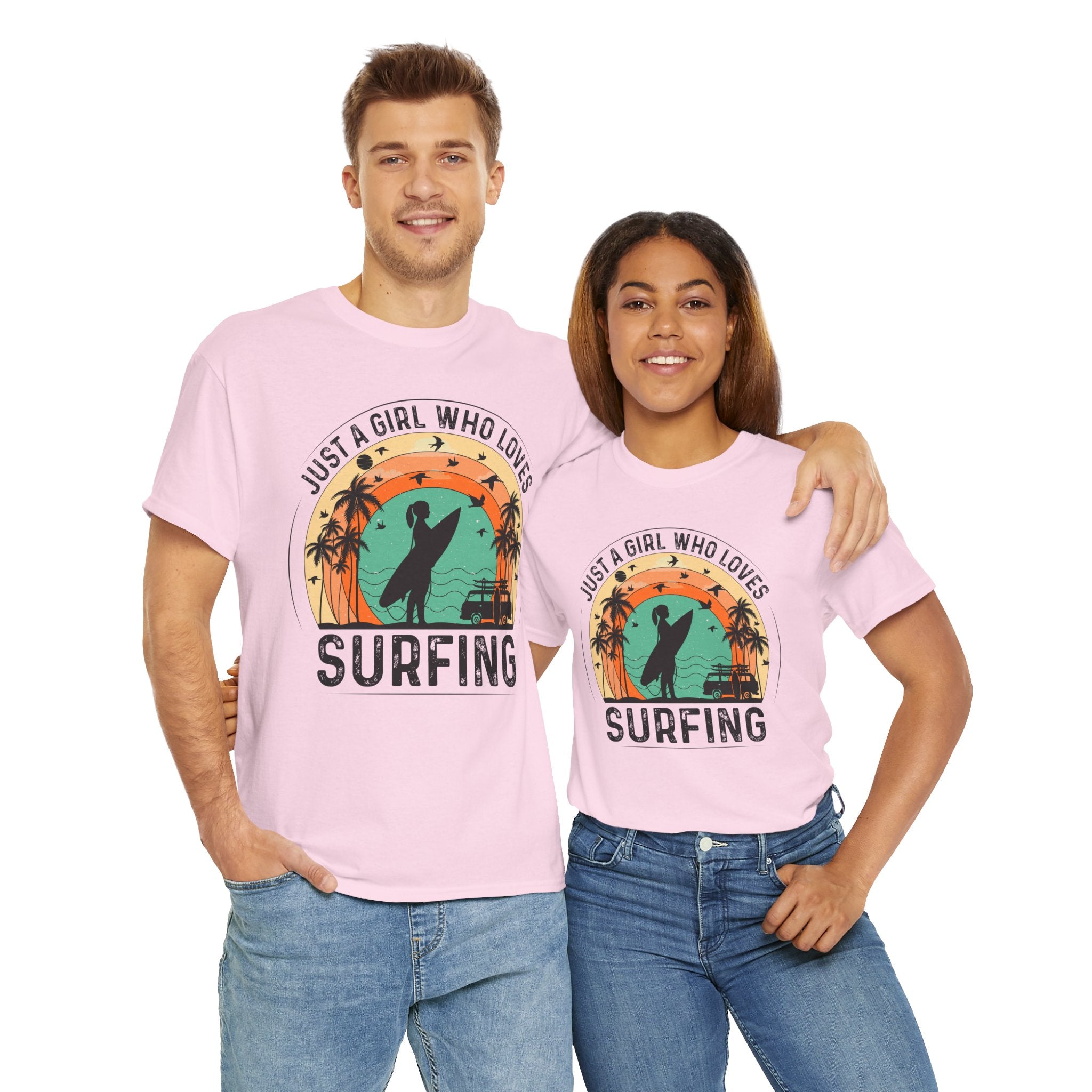 Beach Girl Surfing Retro Tee