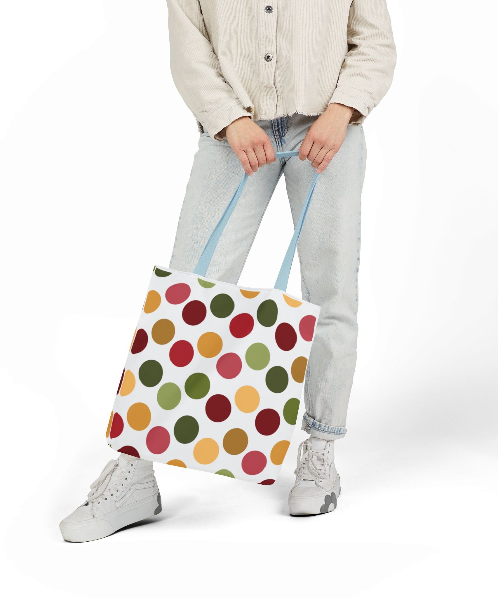 Colorful Polka Dot Canvas Tote Bag
