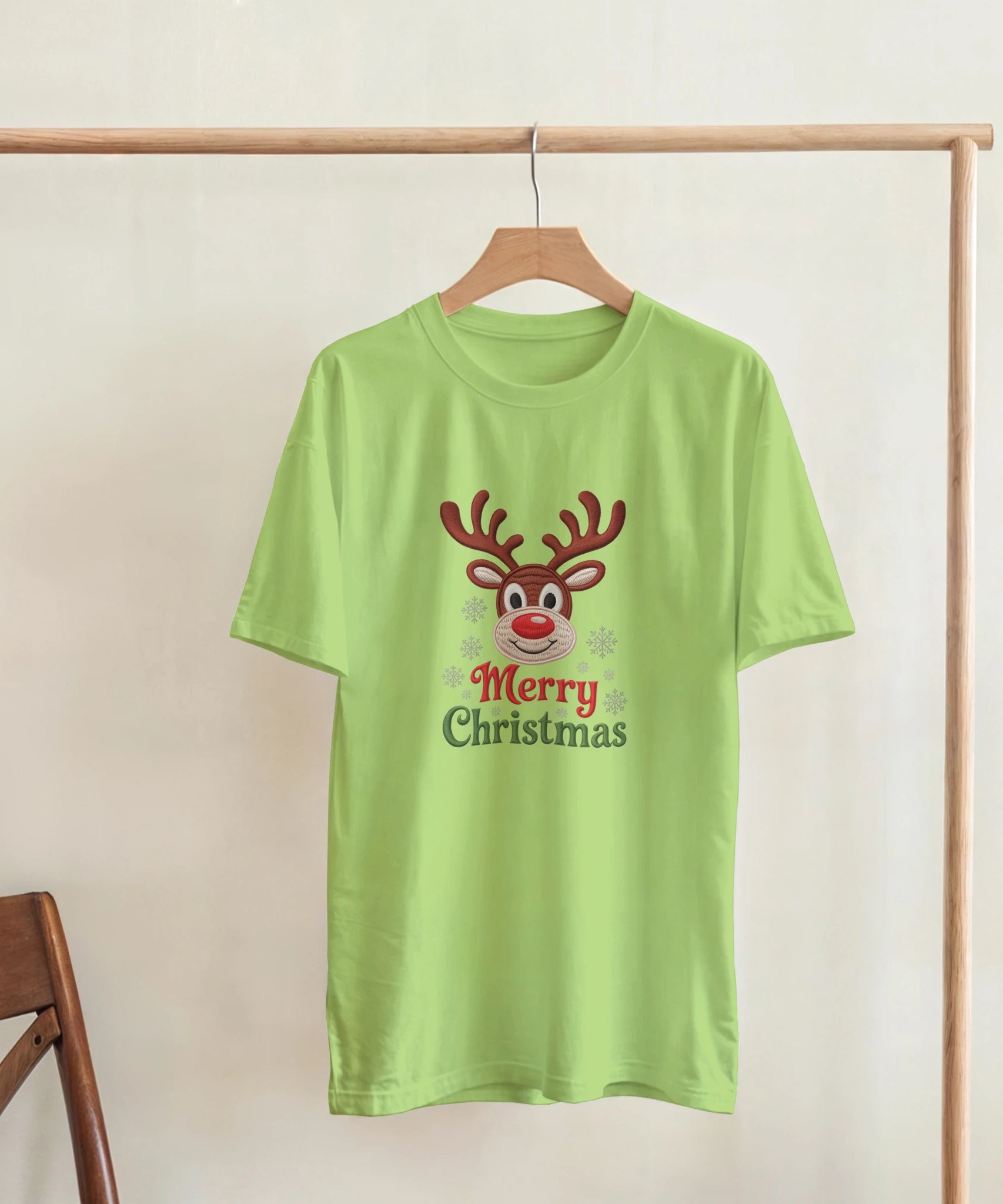 Festive Reindeer Merry Christmas Crewneck T-Shirt | Gallory Hive