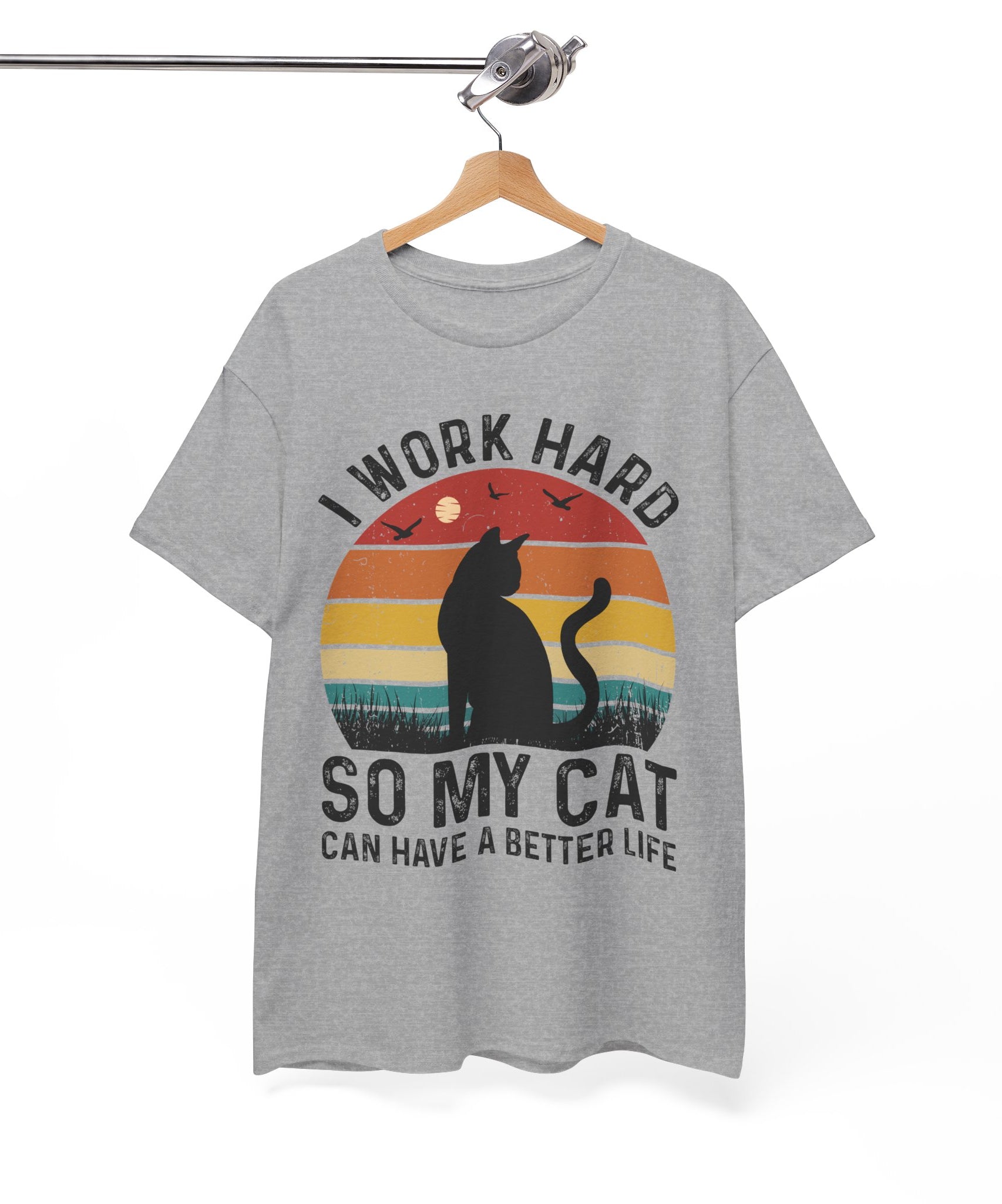Retro Cat Lover Tee - Work Hard for My Pet