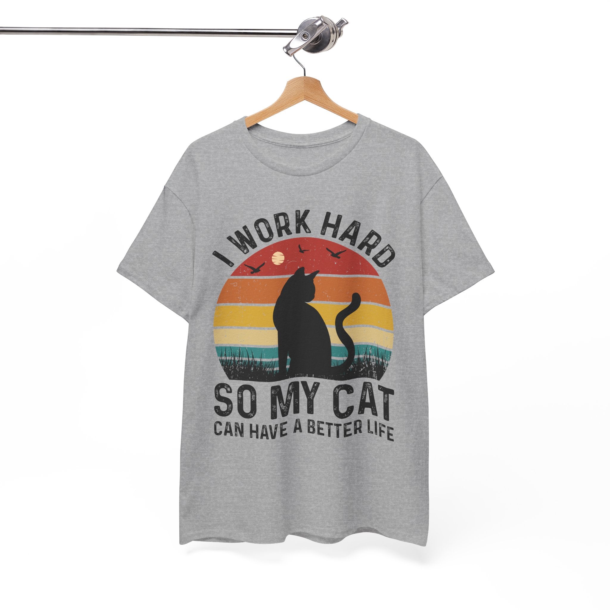 Retro Cat Lover Tee - Work Hard for My Pet