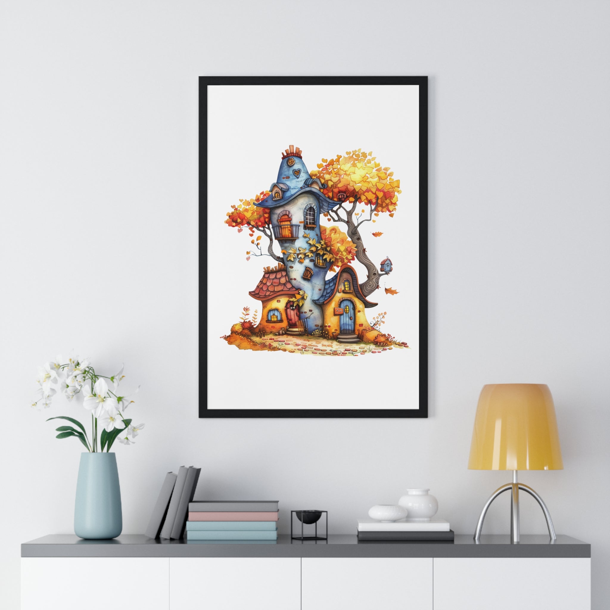 Curved Tower Treehouse – Framed Wooden Wall Art