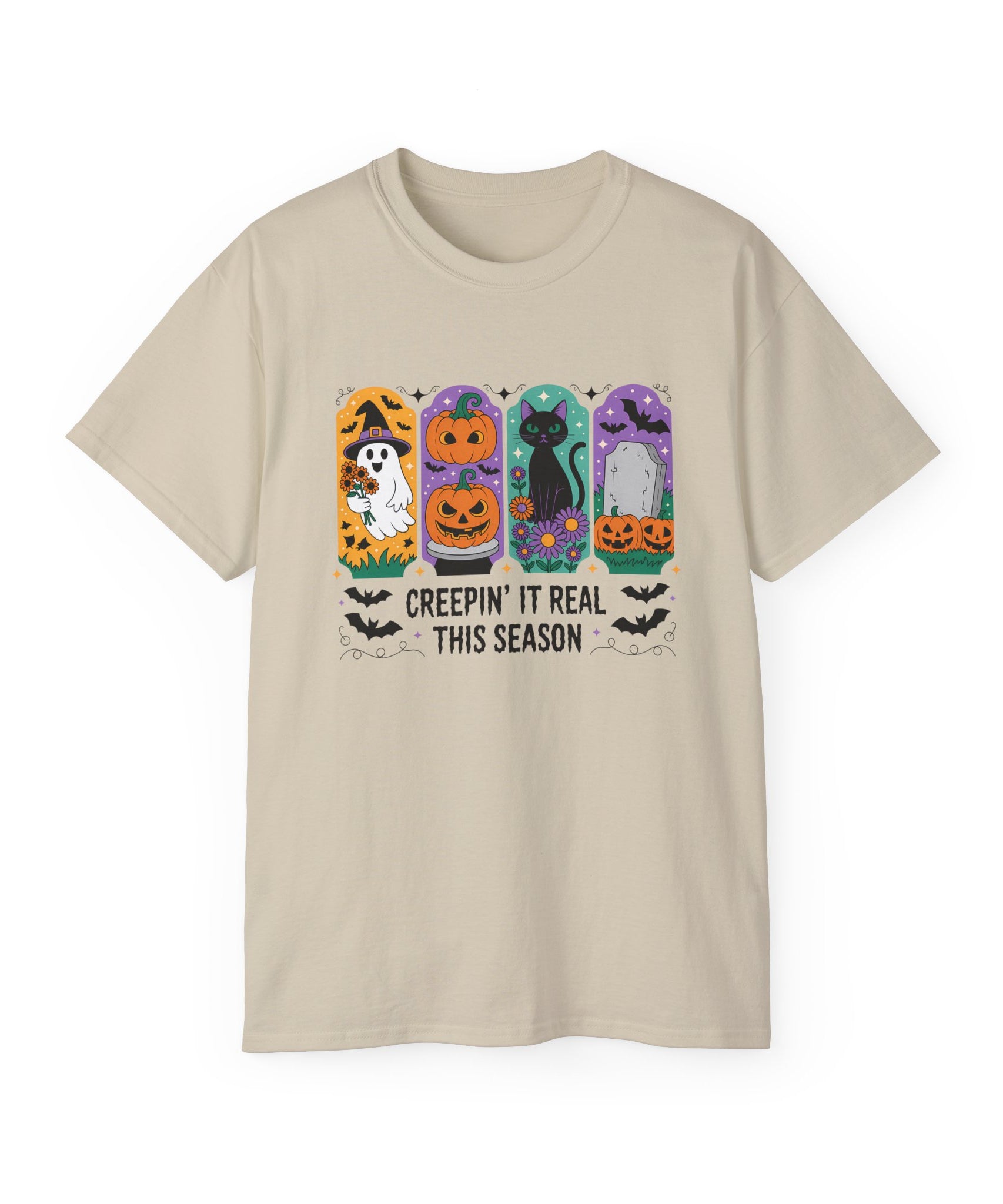Halloween Vibes Ghost & Pumpkin Tee | Gallory Hive