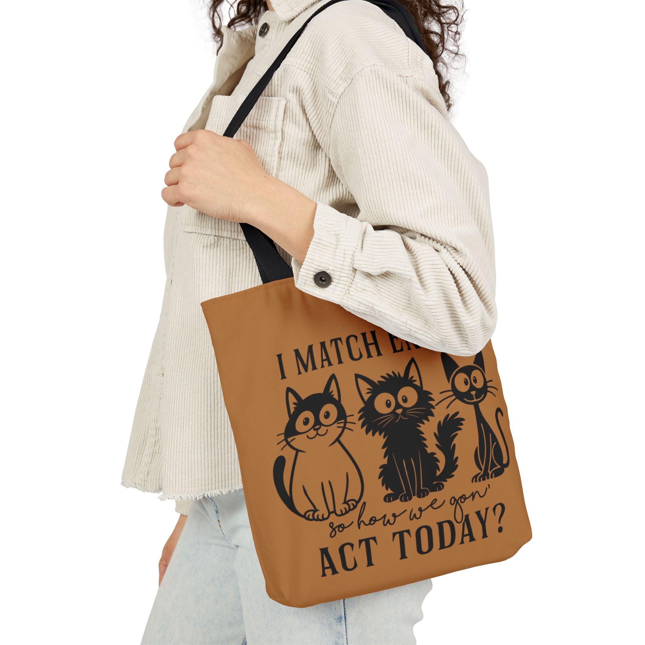 Cute Cat Canvas Tote – Light Brown Bag | Gallory Hive