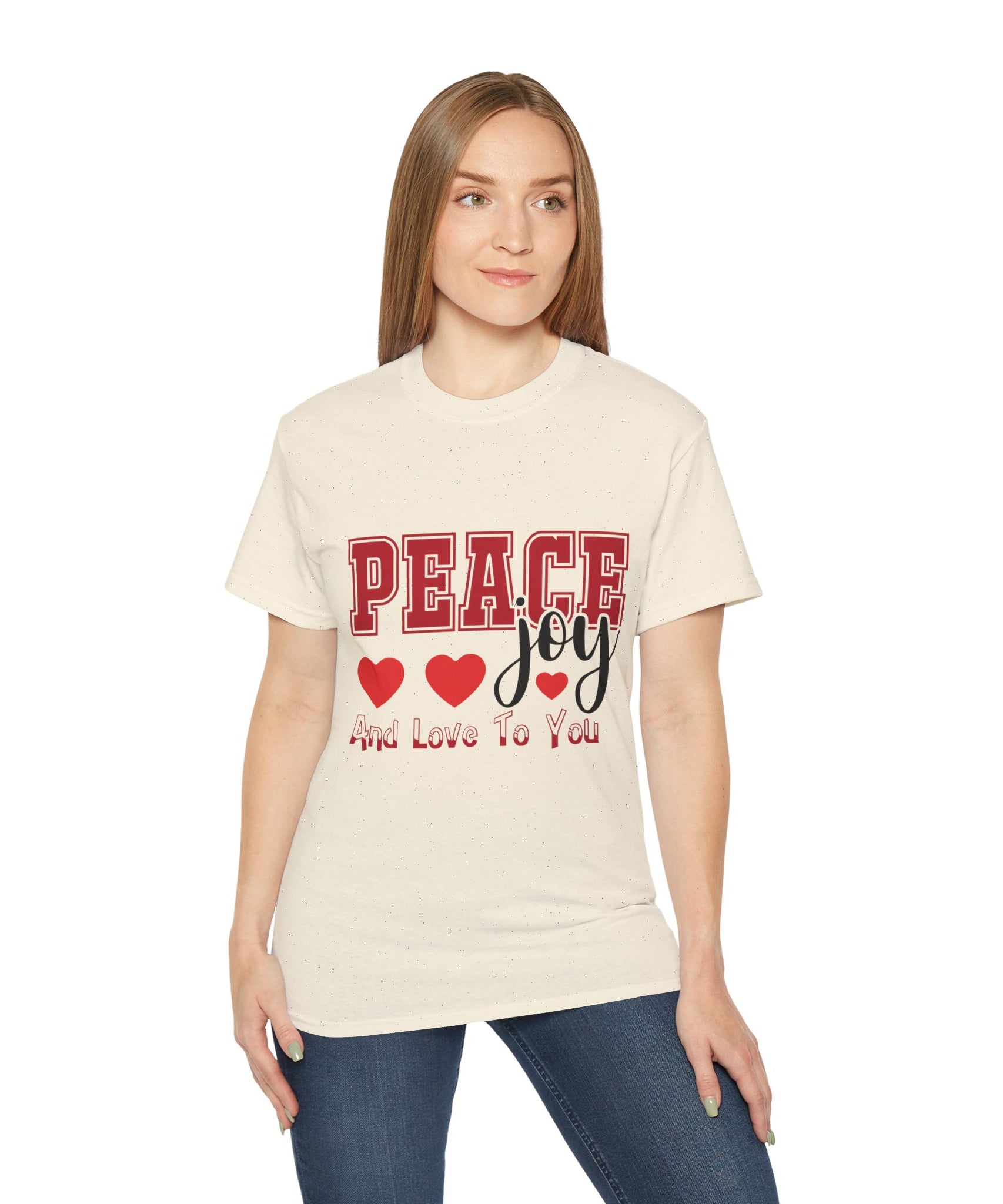 Peace, Joy & Love Retro Christmas T-Shirt | Gallory Hive