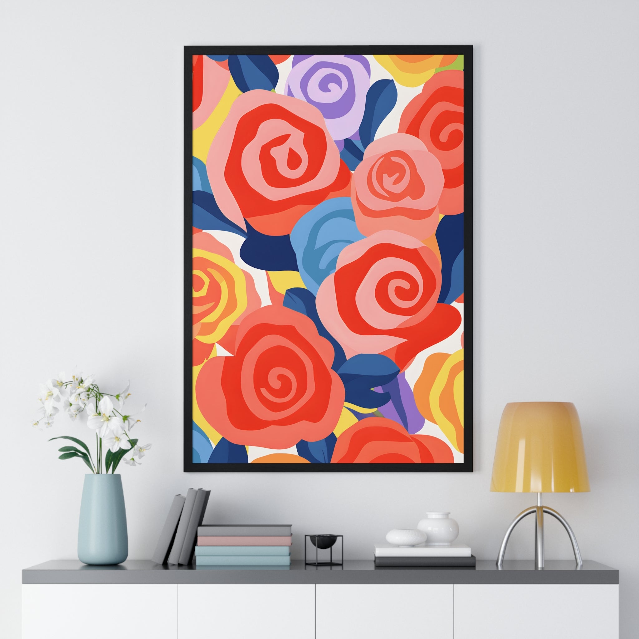 Elegant Roses Art Print on Premium Wooden Framed Poster – Wall Decor
