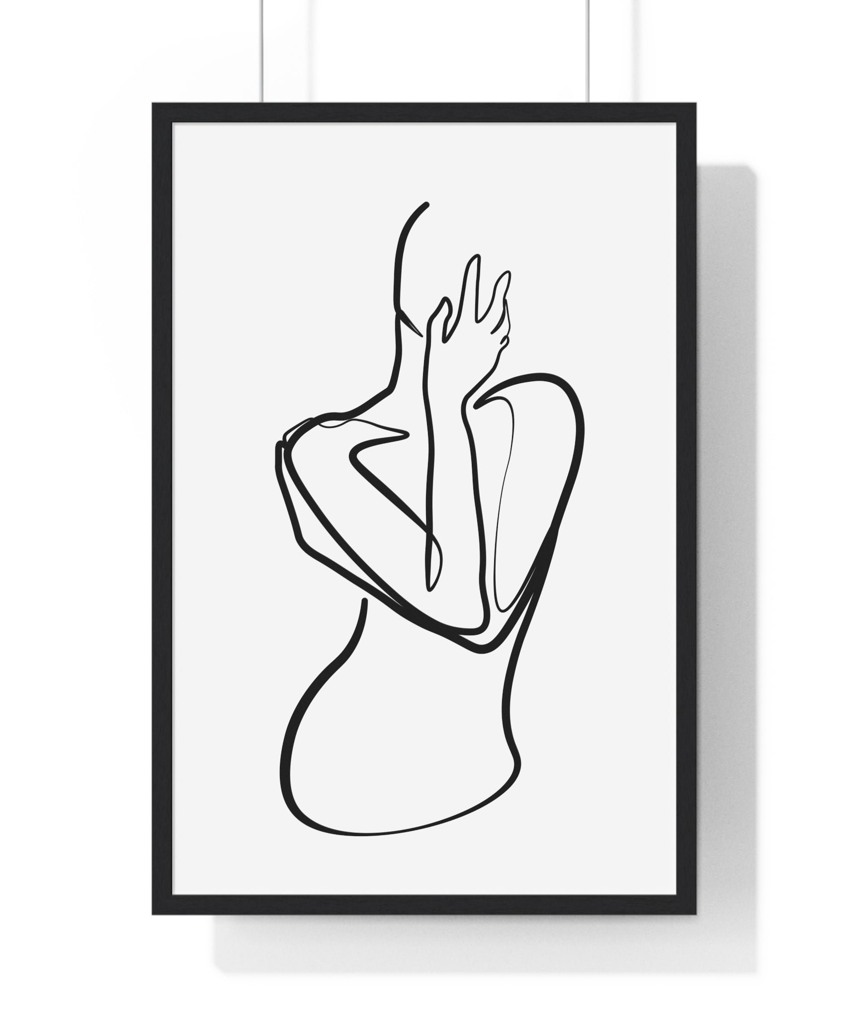 Human Body Line Art Poster – Minimalist Anatomy Drawing in Premium Wooden Frame