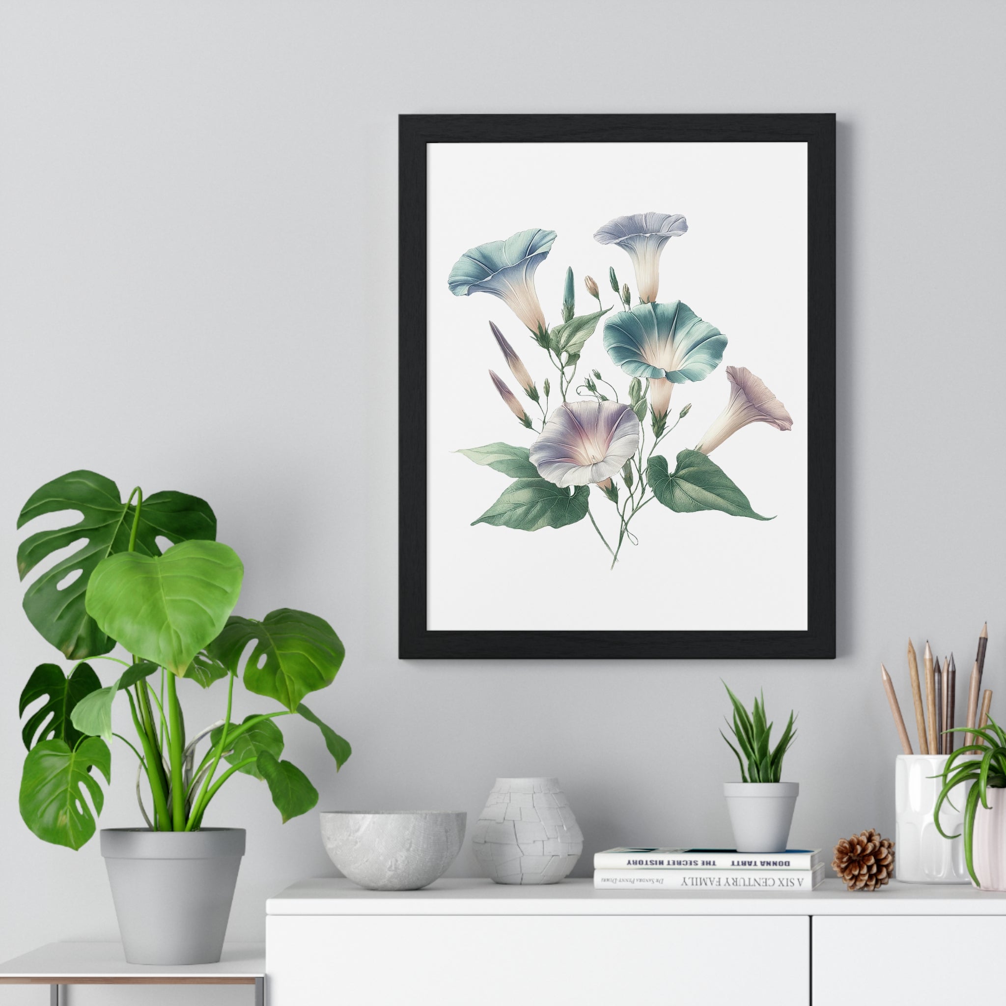 September Birth Flower Wall Art – Morning Glory | Wooden Framed Botanical Print