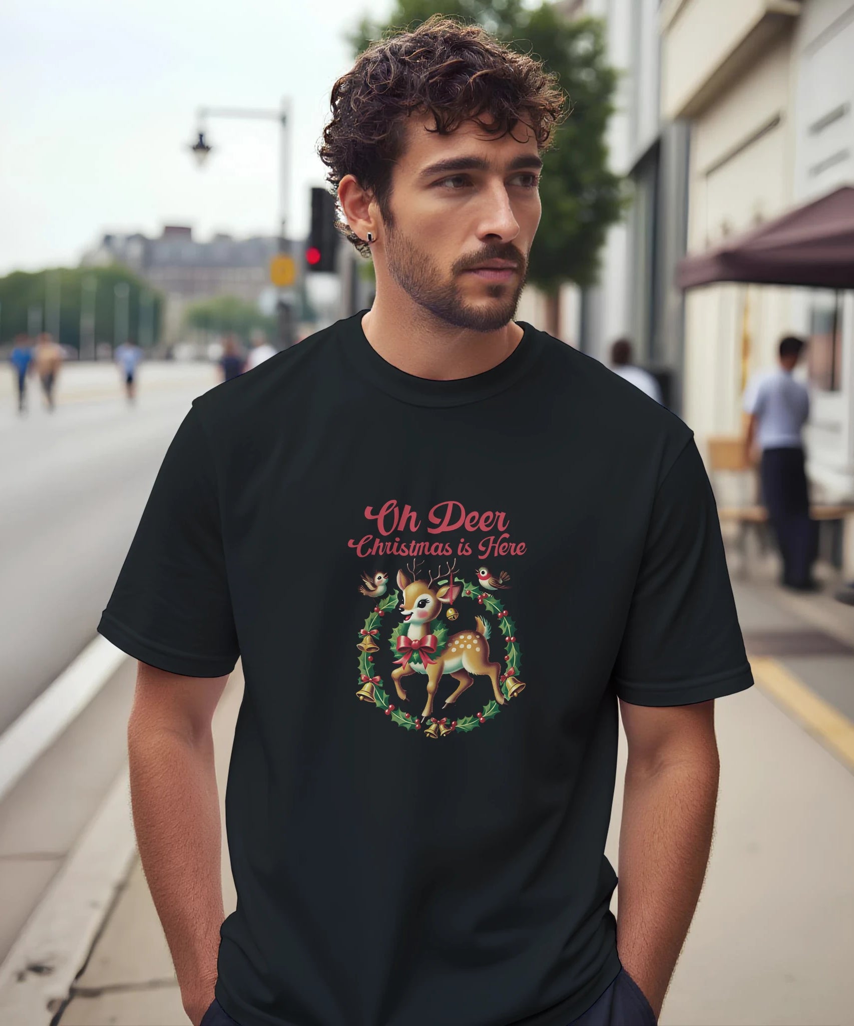 Cute Retro Reindeer Christmas T-Shirt | Gallory Hive