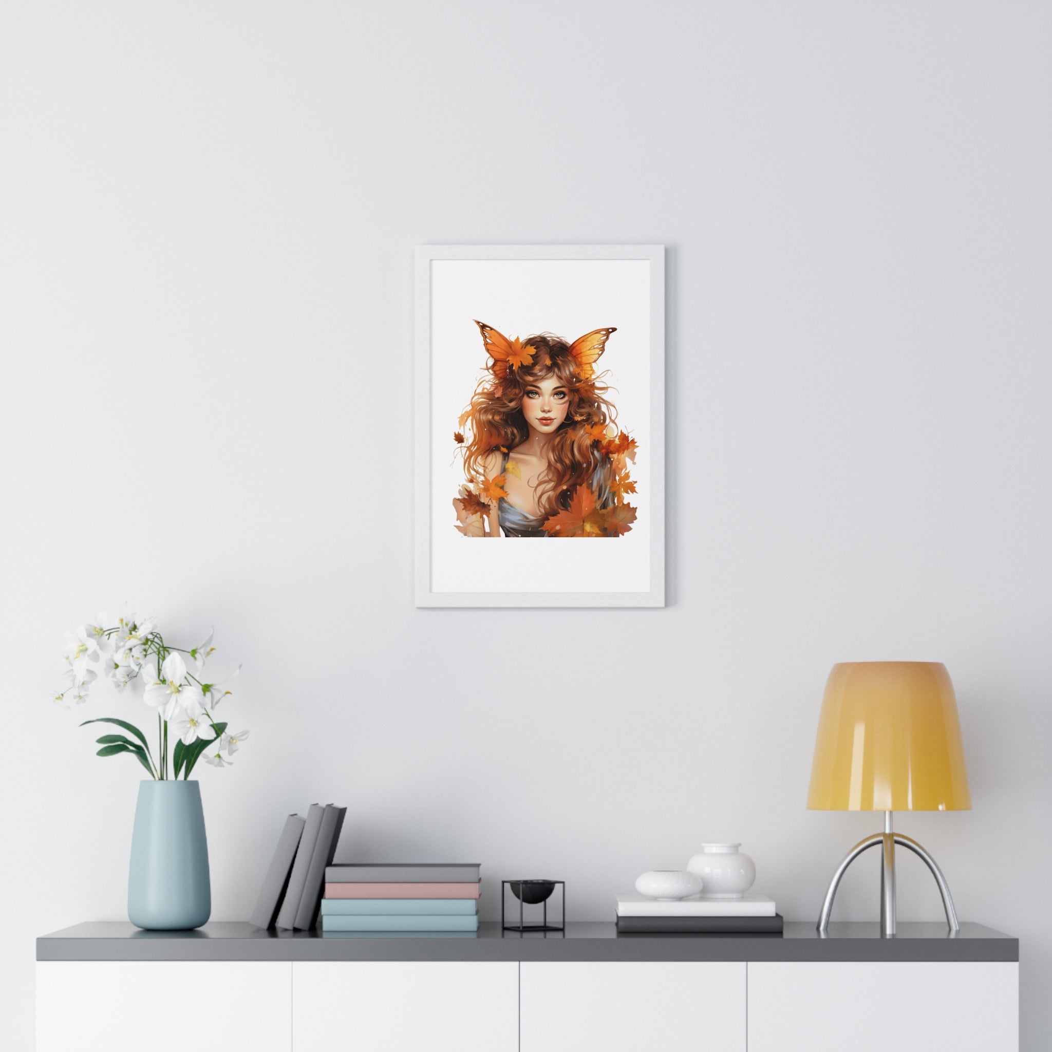Autumn Fairy Wall Art – Butterfly Muse with Leaf Crown