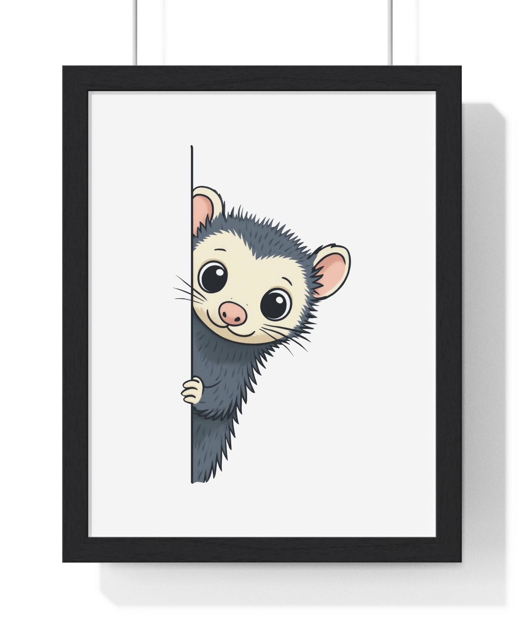 Playful Opossum Wooden Frame Wall Décor
