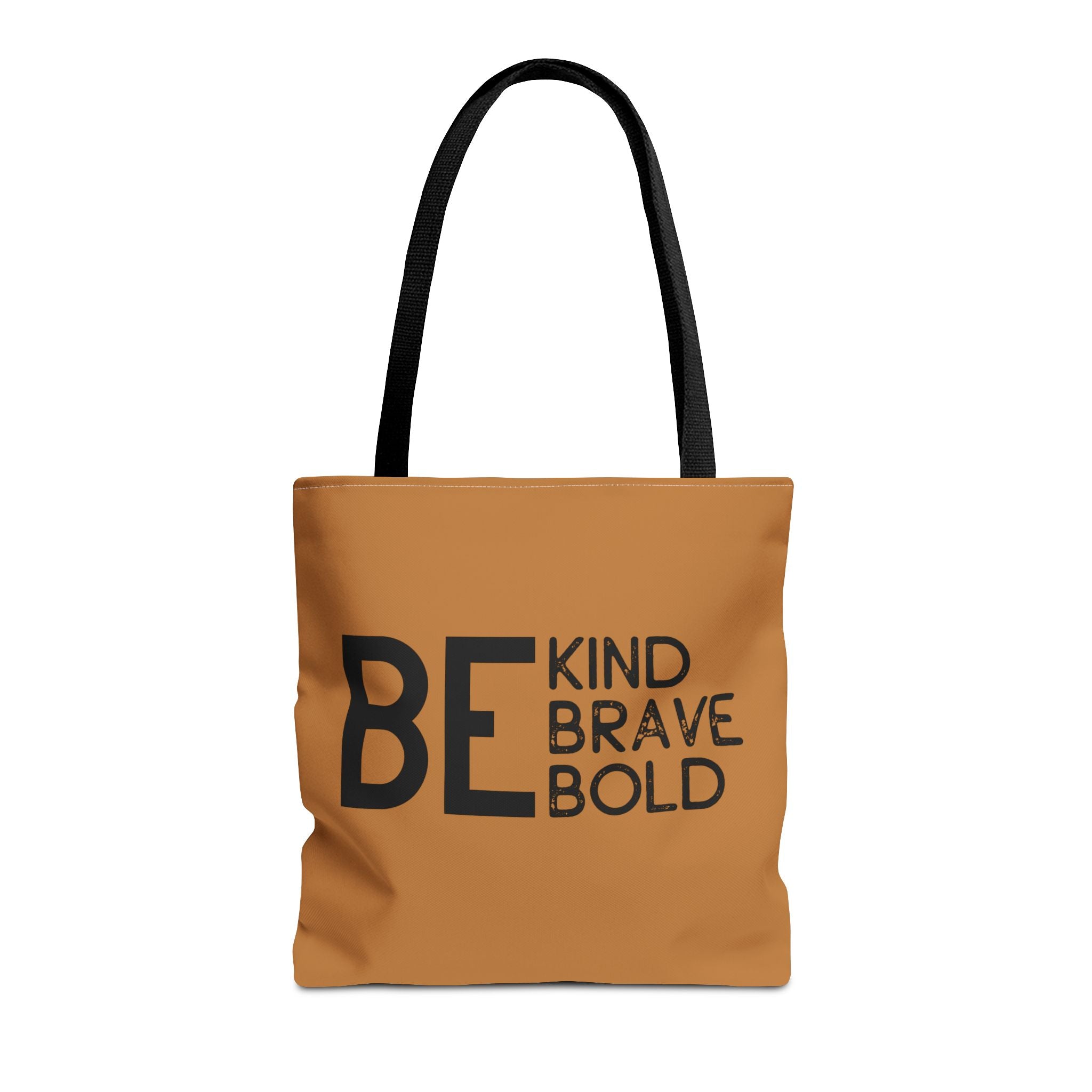 Inspirational Tote Bag - Be Kind Brave Bold - Eco-Friendly Carryall - Light Brown