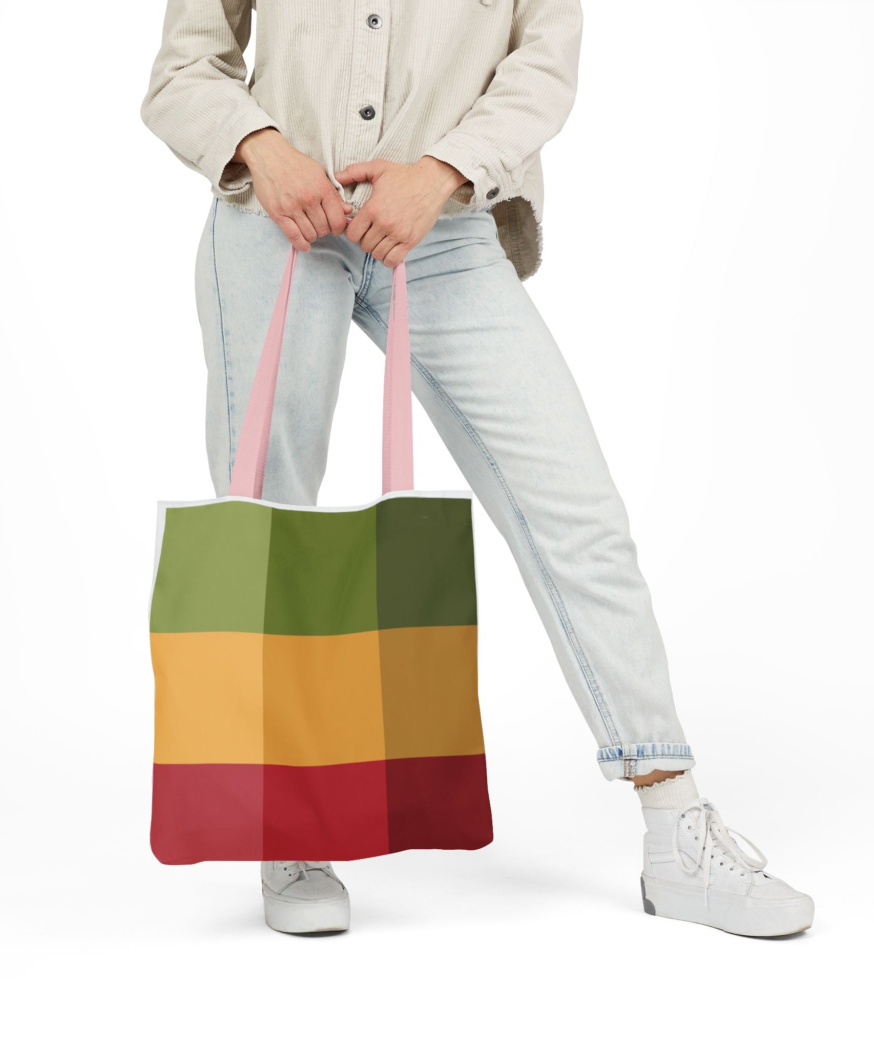 Colorful Geometric Square Pattern Tote Bag