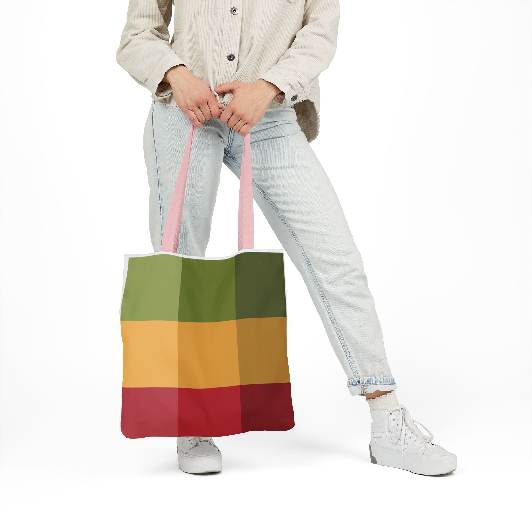 Colorful Geometric Square Pattern Tote Bag