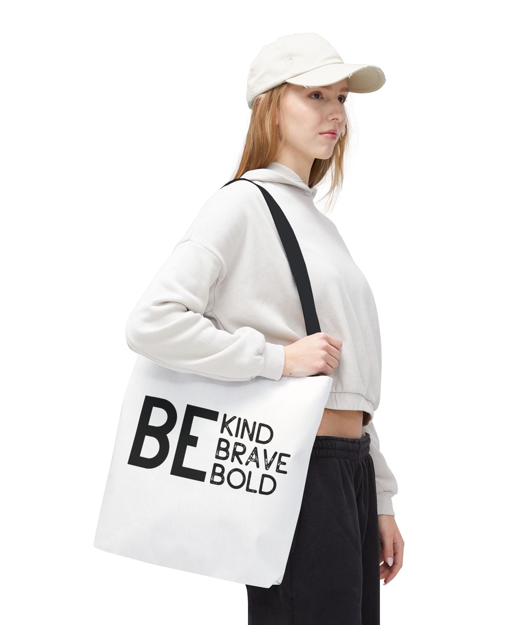 Inspirational Tote Bag - Be Kind Brave Bold - Eco-Friendly Carryall