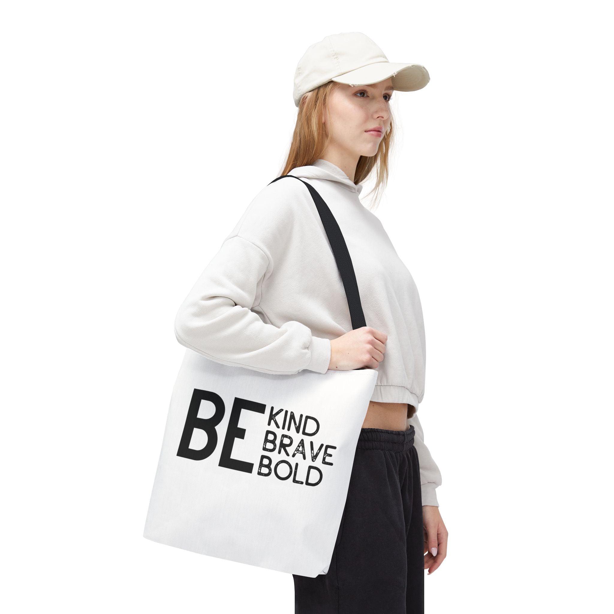 Inspirational Tote Bag - Be Kind Brave Bold - Eco-Friendly Carryall