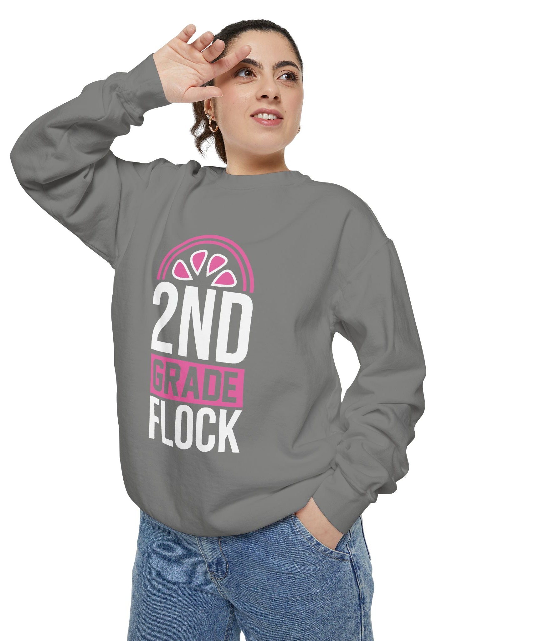 Unisex 2nd Grade Flock Sweatshirt | Perfect for Teachers, Back to School, Classroom, Gift for Kids, Cozy Style