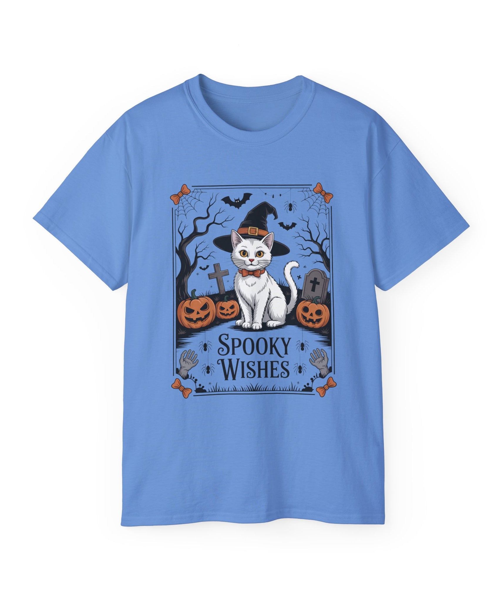 Spooky Wishes Witch Cat Halloween T-Shirt