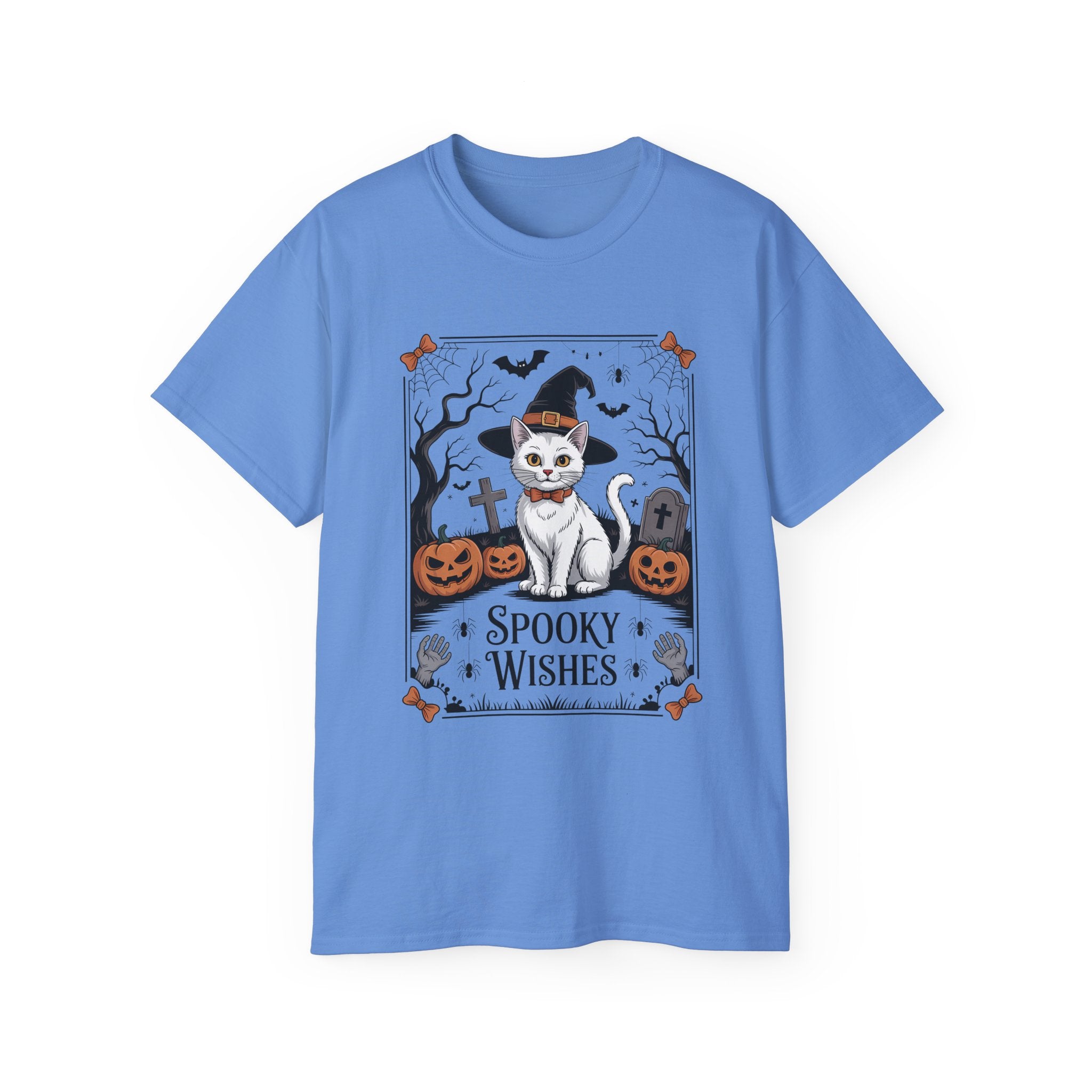 Spooky Wishes Witch Cat Halloween T-Shirt