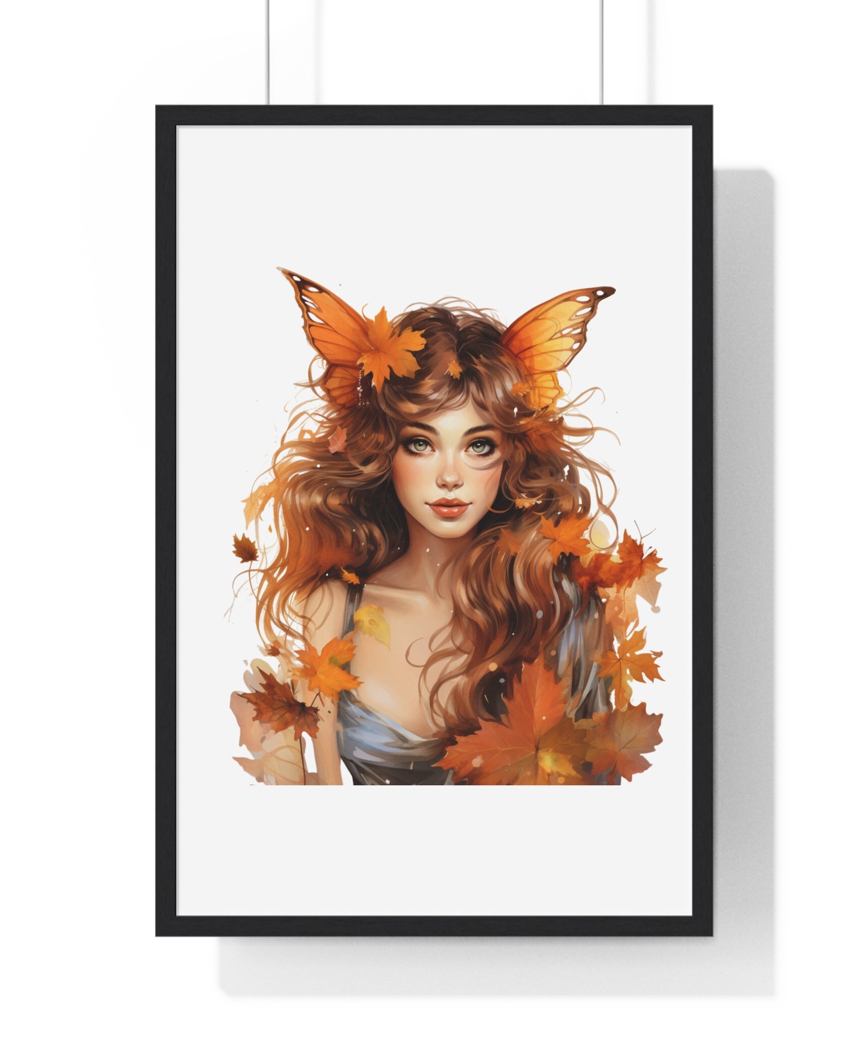Autumn Fairy Wall Art – Butterfly Muse with Leaf Crown | Gallory Hive