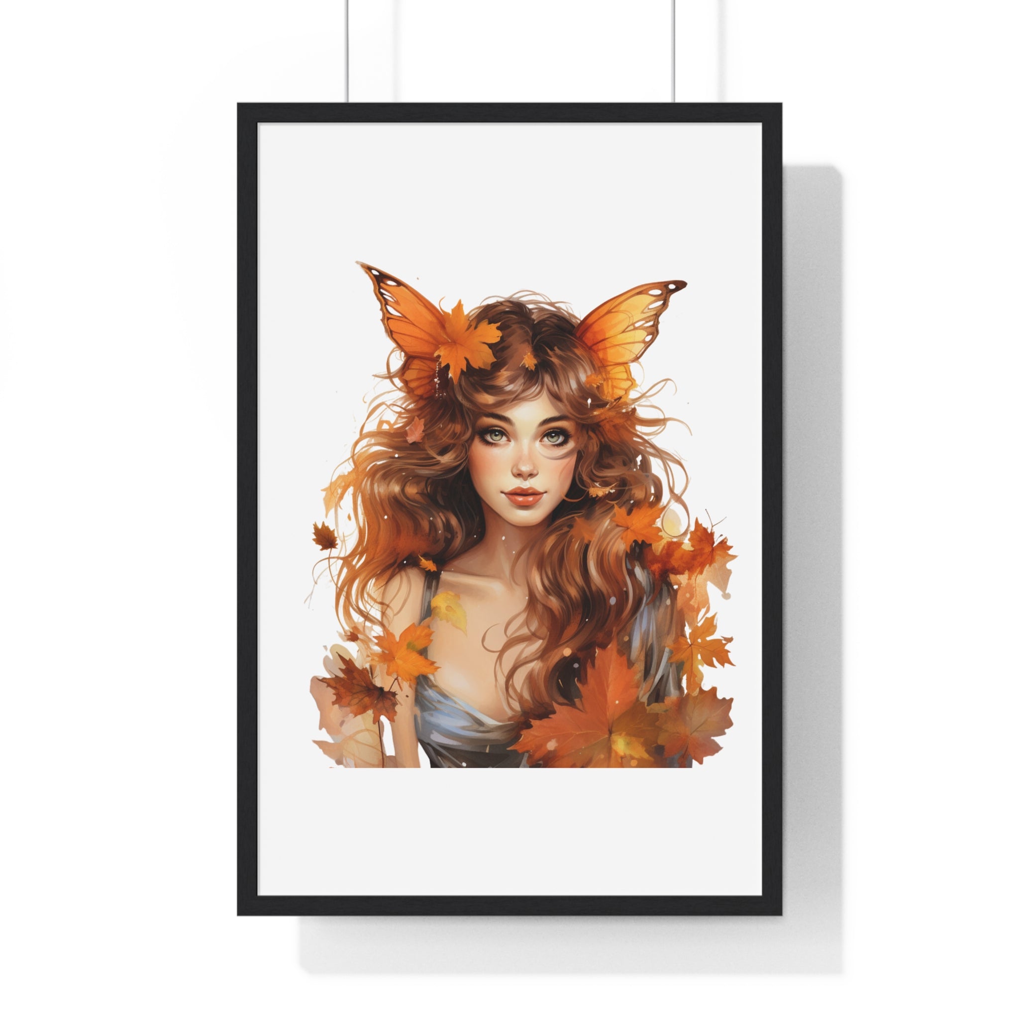 Autumn Fairy Wall Art – Butterfly Muse with Leaf Crown | Gallory Hive