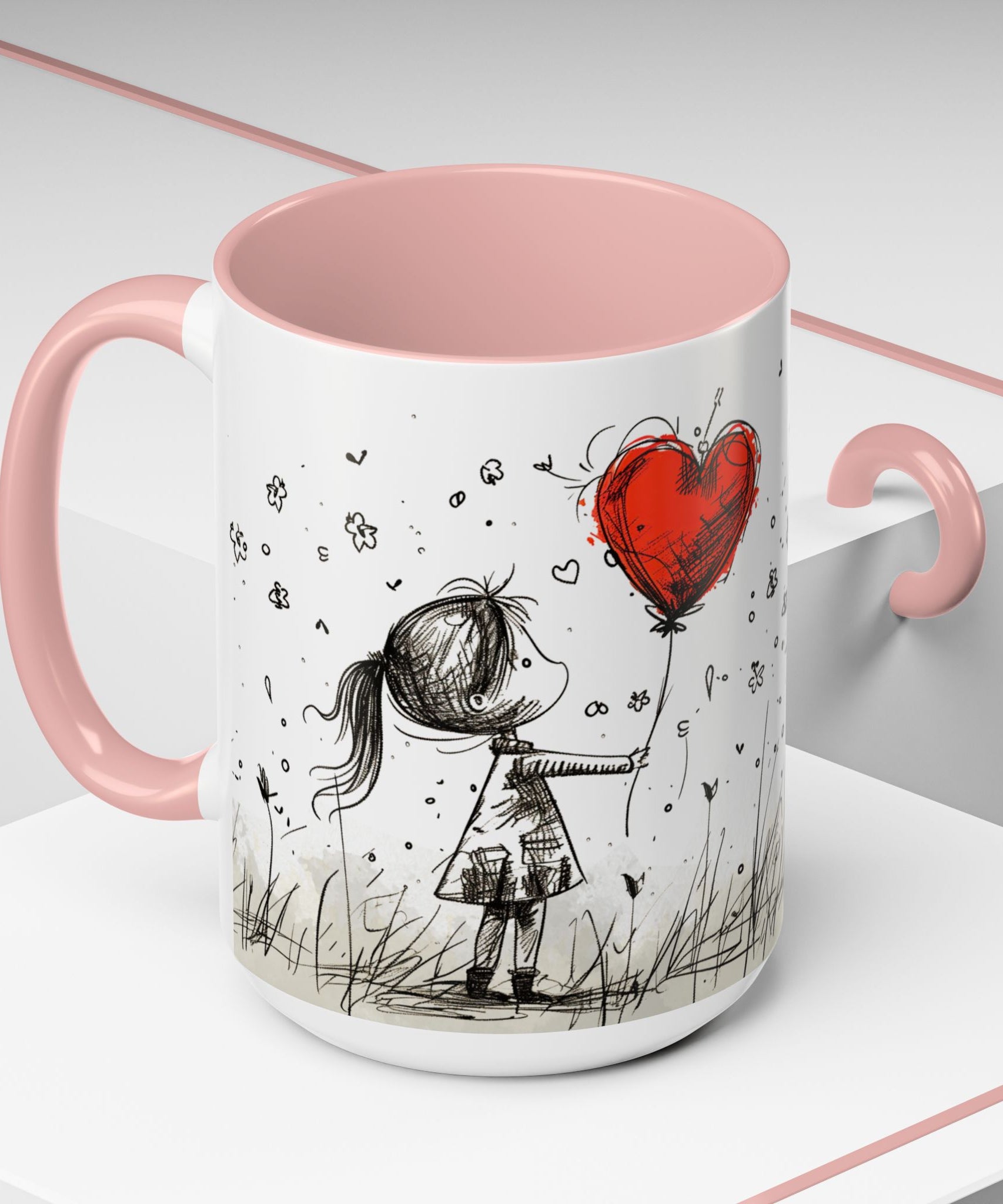 Love Heart Sketch Ceramic Coffee Mug | Gallory Hive