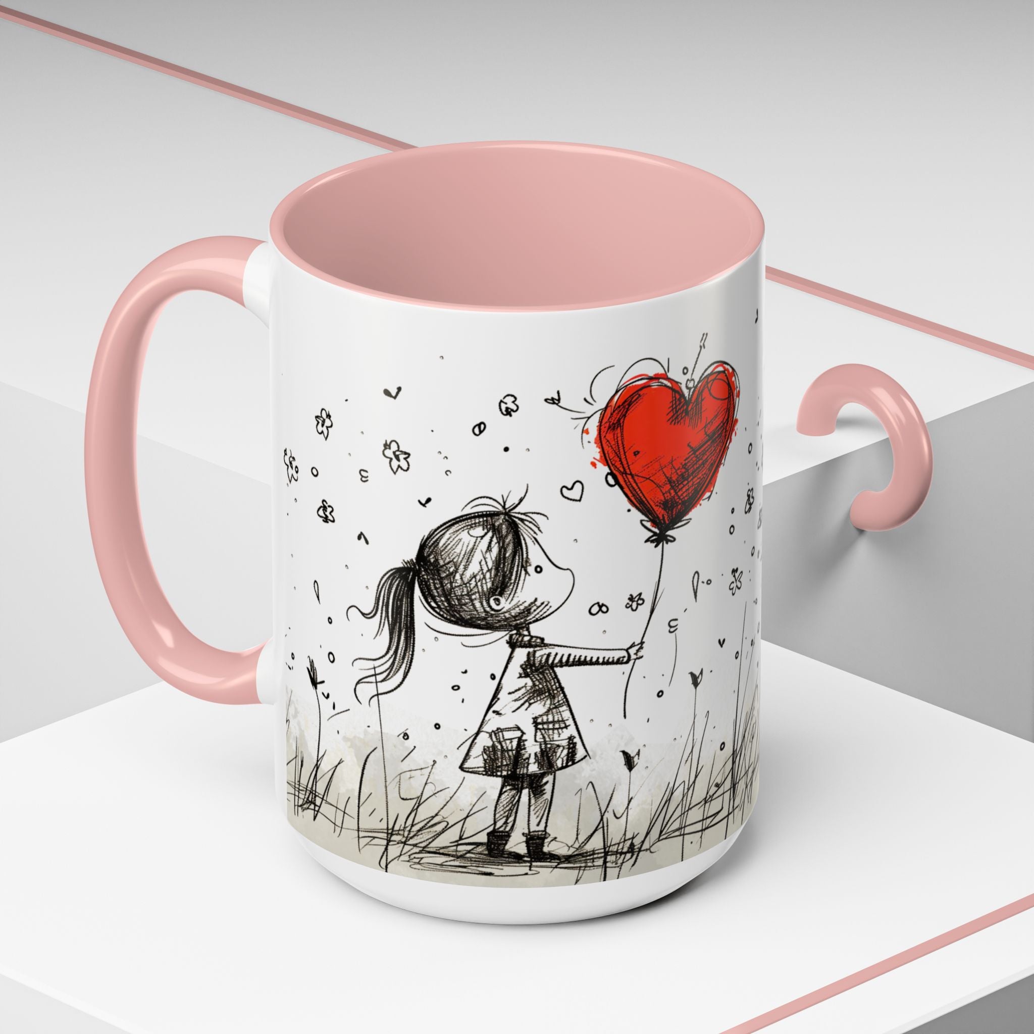 Love Heart Sketch Ceramic Coffee Mug | Gallory Hive