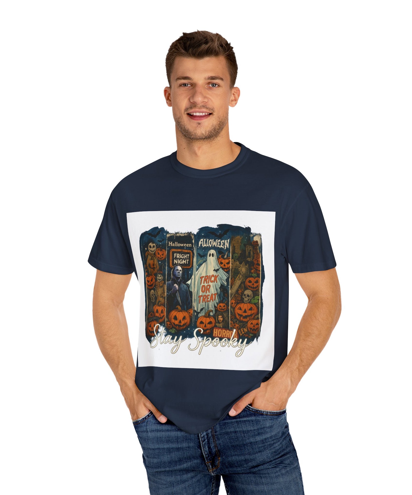 Stay Spooky Halloween Horror T-Shirt – Retro Slasher, Ghost, Pumpkins & Fright Night Design - Gallory Hive