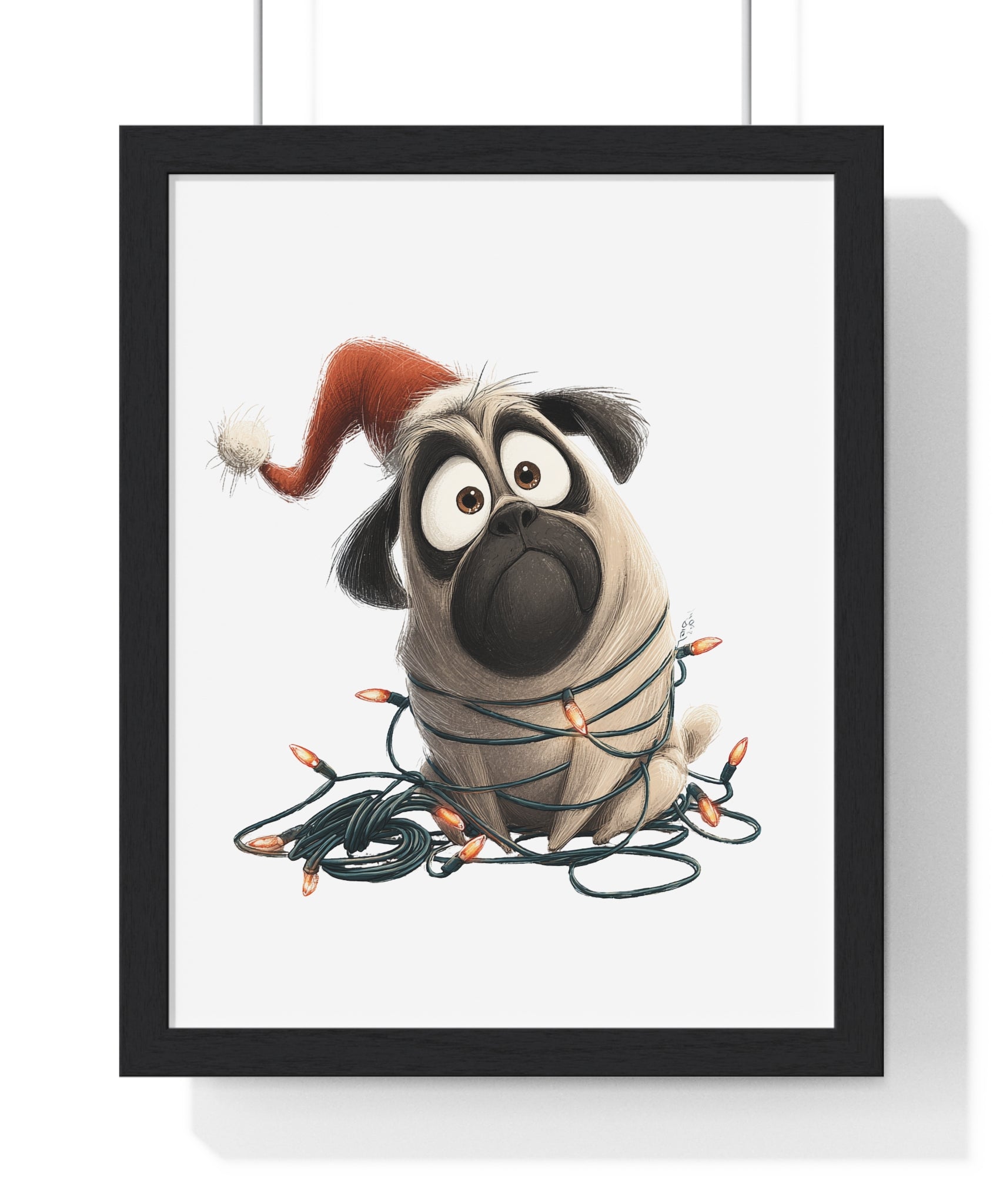 Sad Holiday Pug – Wooden Wall Frame Christmas Home Decor