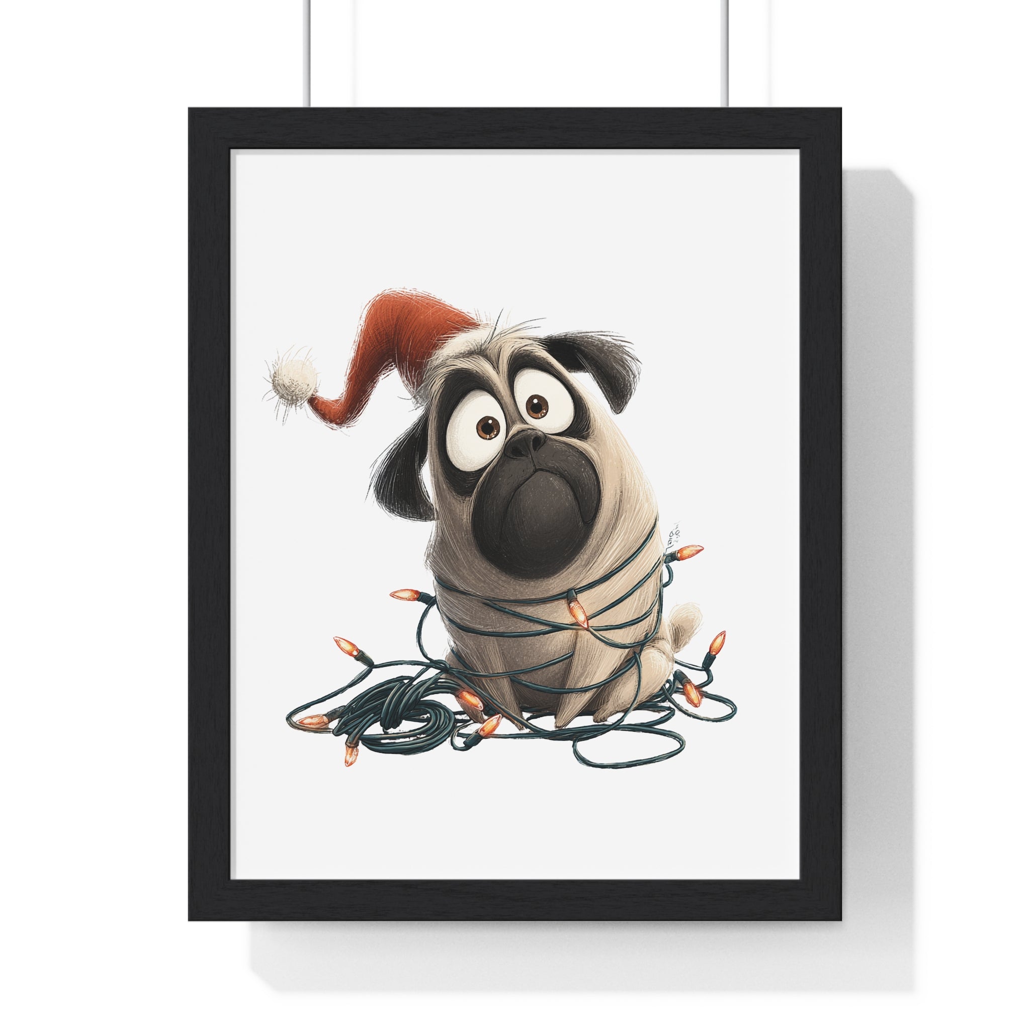 Sad Holiday Pug – Wooden Wall Frame Christmas Home Decor - Gallory Hive