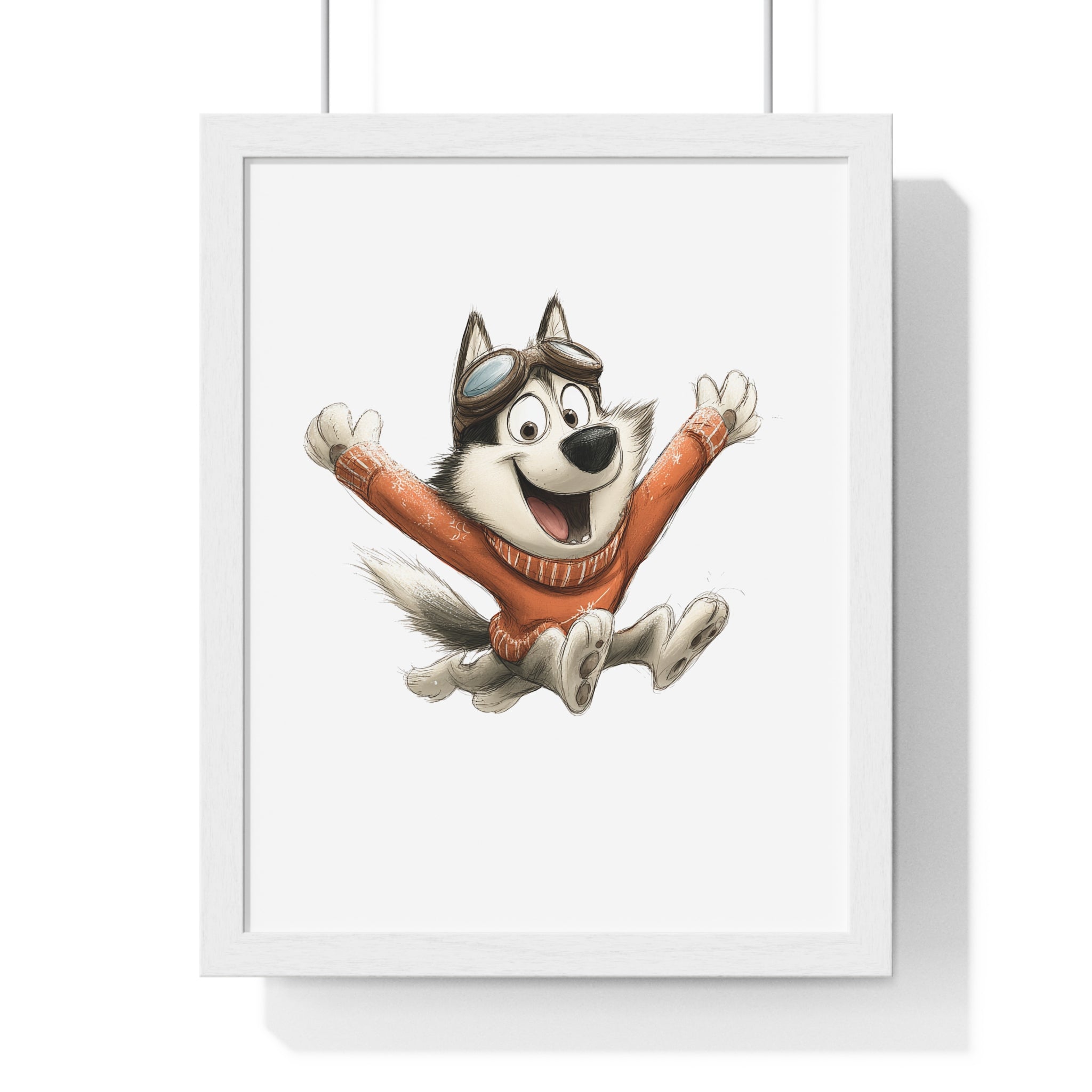 Joyful Husky in Sweater – Framed Wooden Wall Art - Gallory Hive