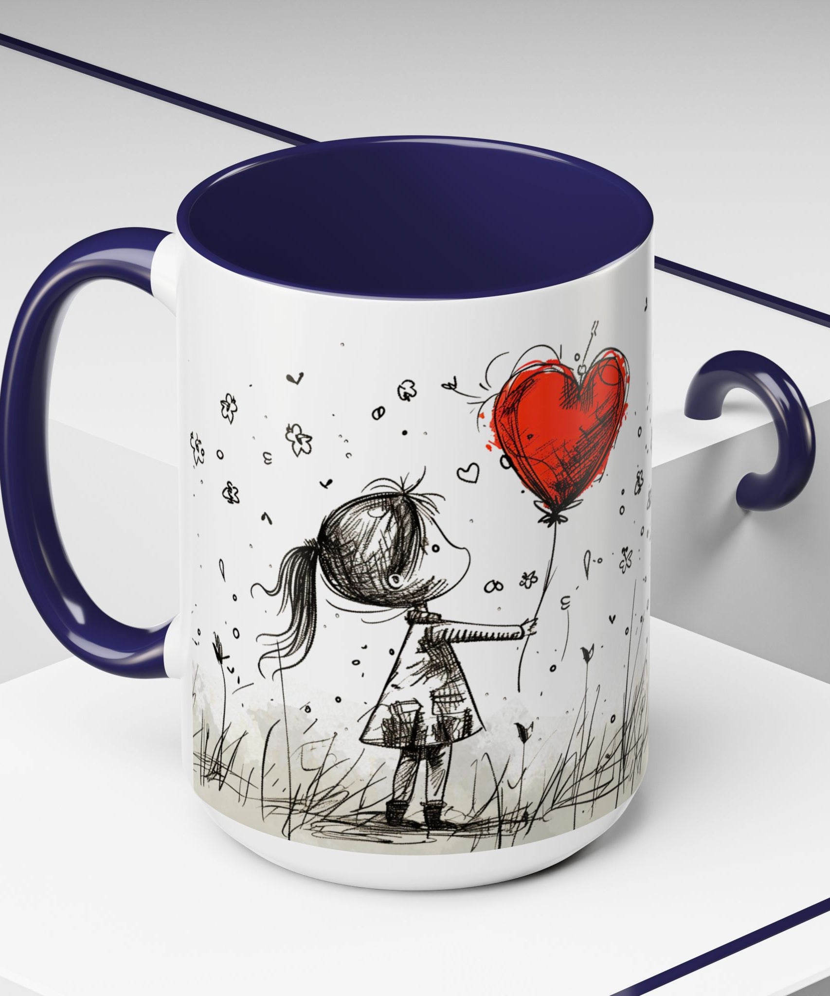 Love Heart Sketch Ceramic Coffee Mug | Gallory Hive
