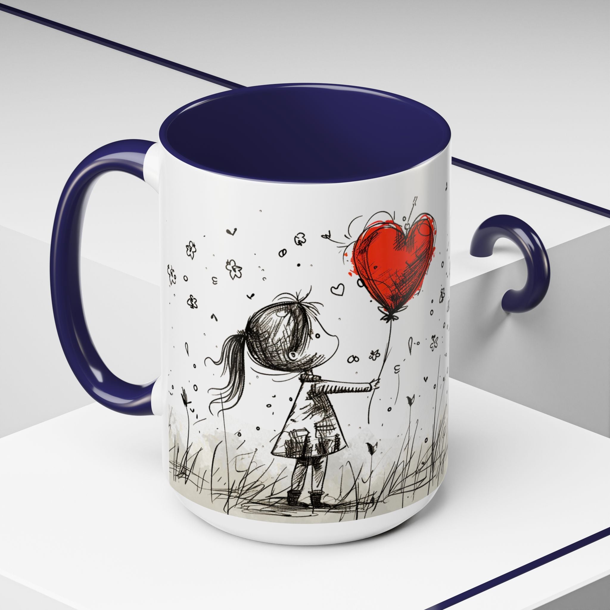 Love Heart Sketch Ceramic Coffee Mug | Gallory Hive