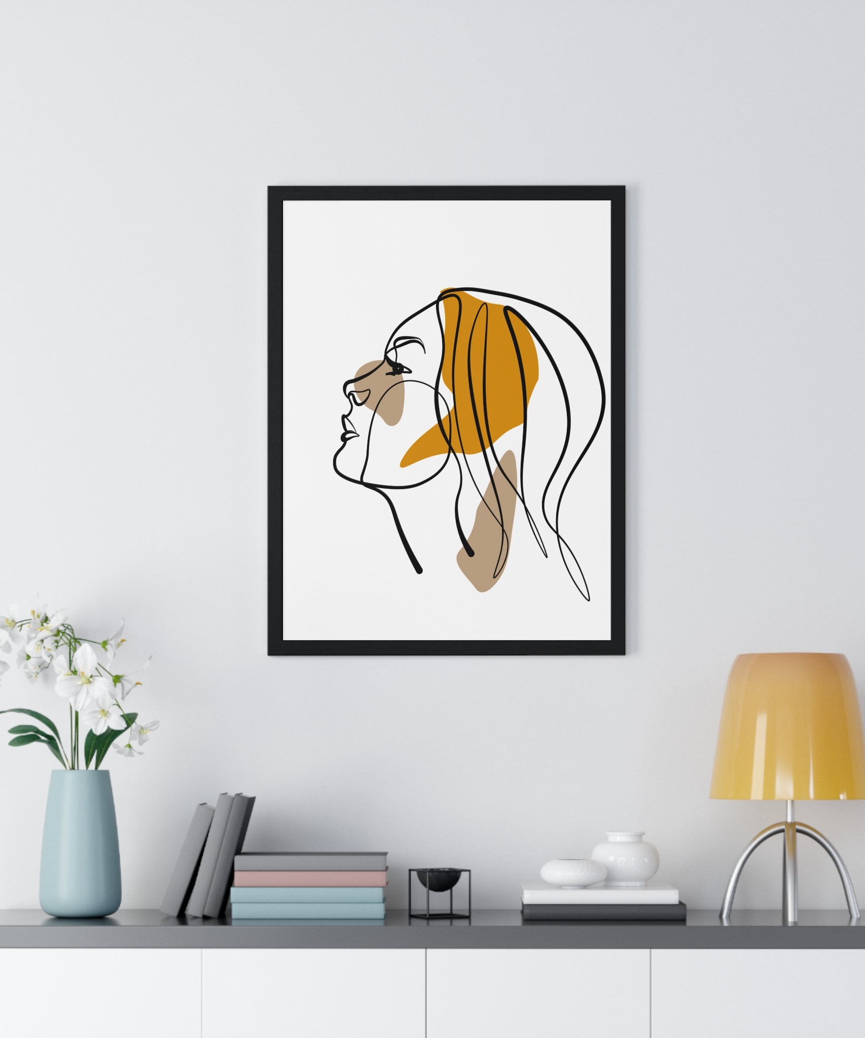 Abstract Woman Face Art – Framed Minimalist Print