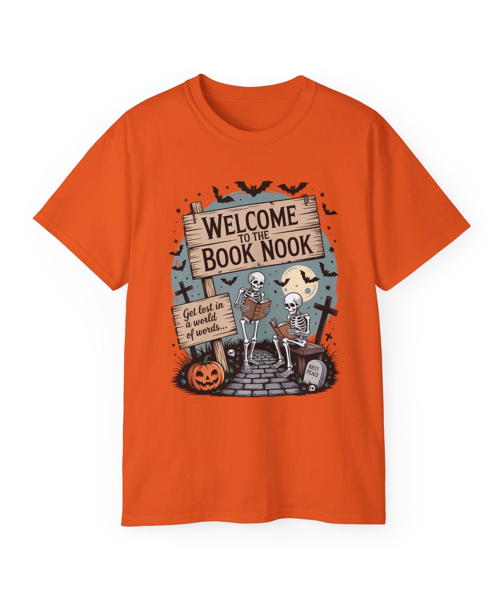 Welcome Book Nook Halloween Skeleton Tee | Gallory Hive