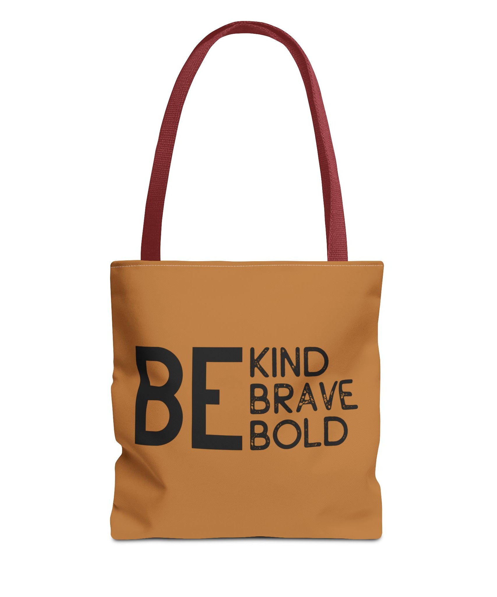 Inspirational Tote Bag - Be Kind Brave Bold - Eco-Friendly Carryall - Light Brown