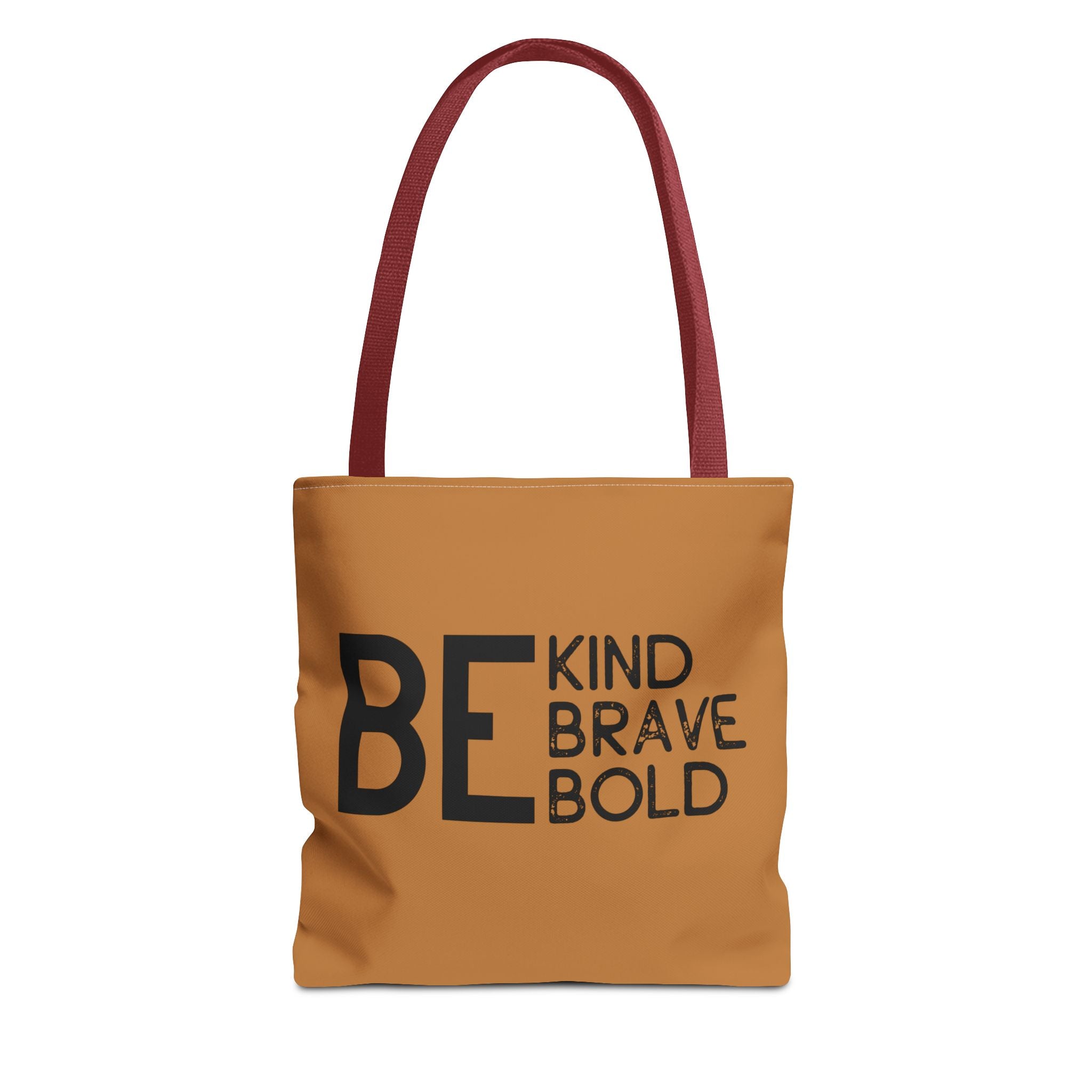 Inspirational Tote Bag - Be Kind Brave Bold - Eco-Friendly Carryall - Light Brown