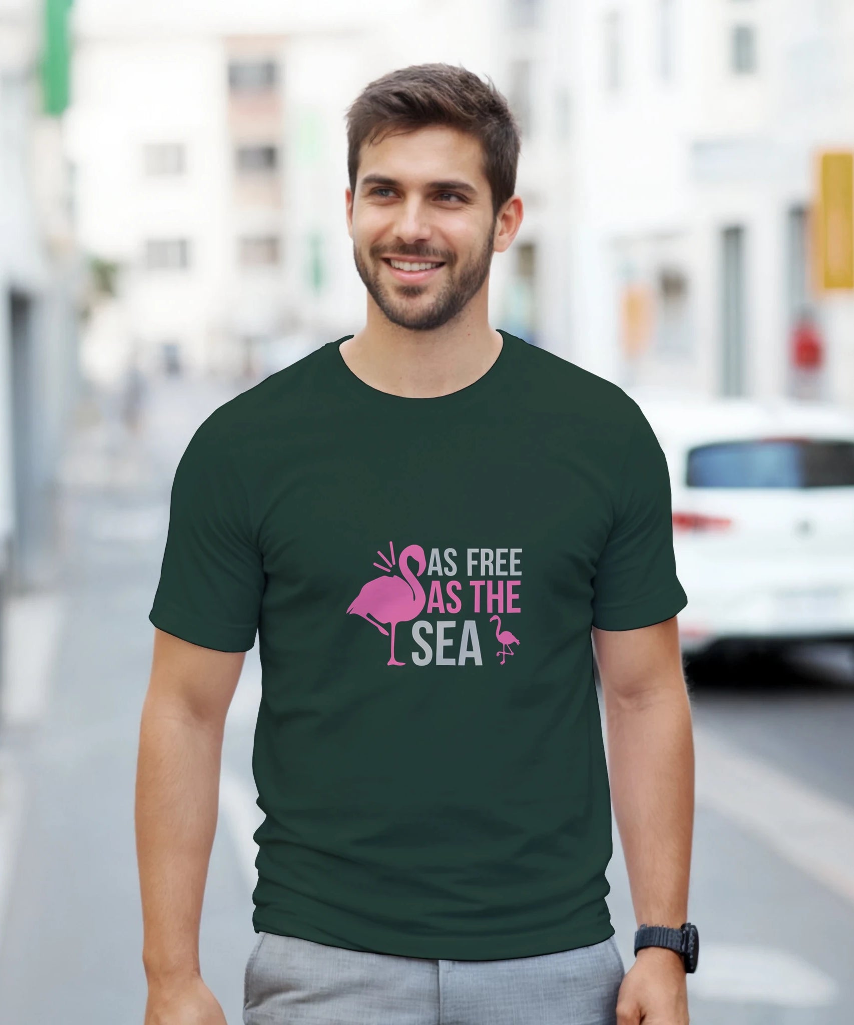 Unisex Tee – As Free As The Sea Flamingo | Gallory Hive