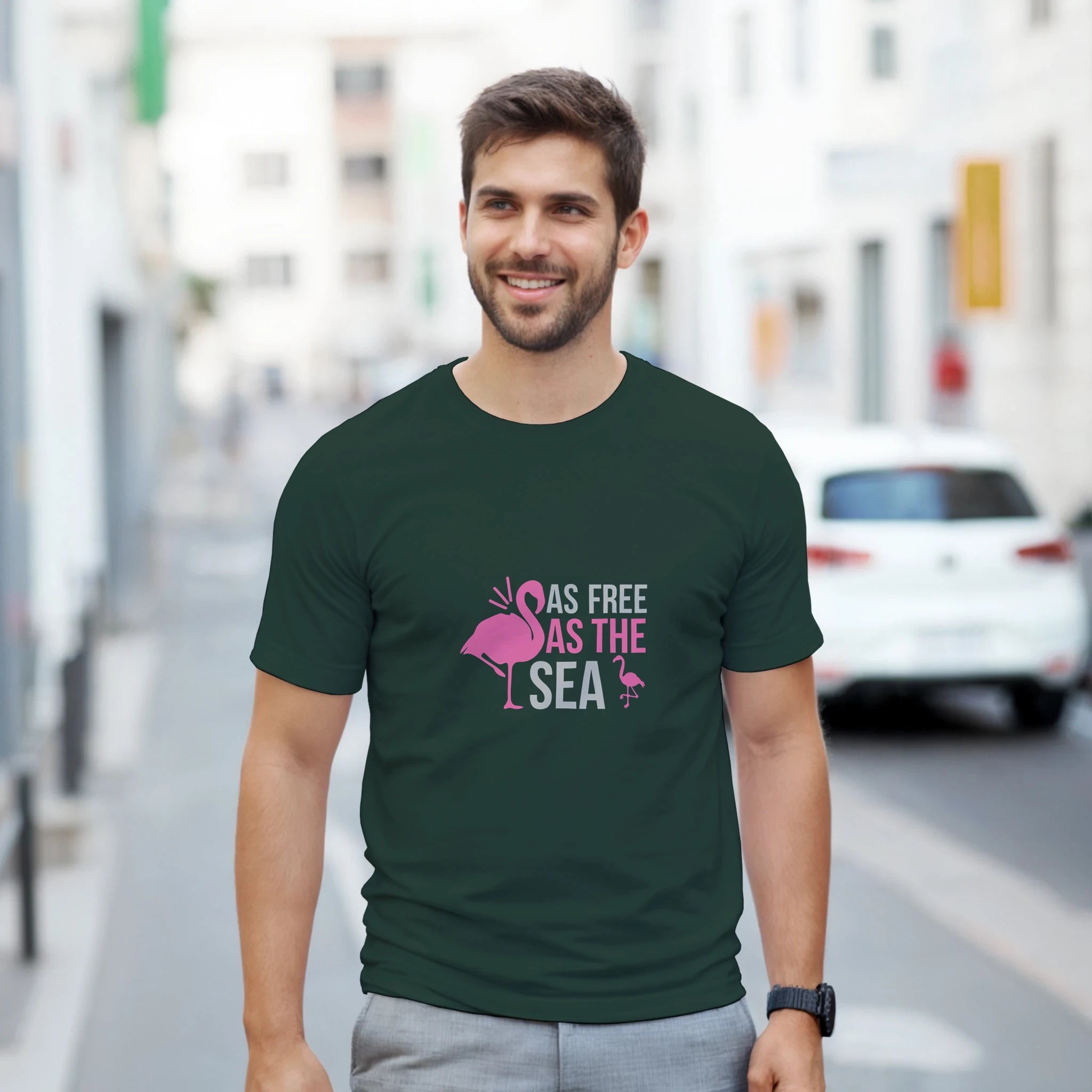 Unisex Tee – As Free As The Sea Flamingo | Gallory Hive