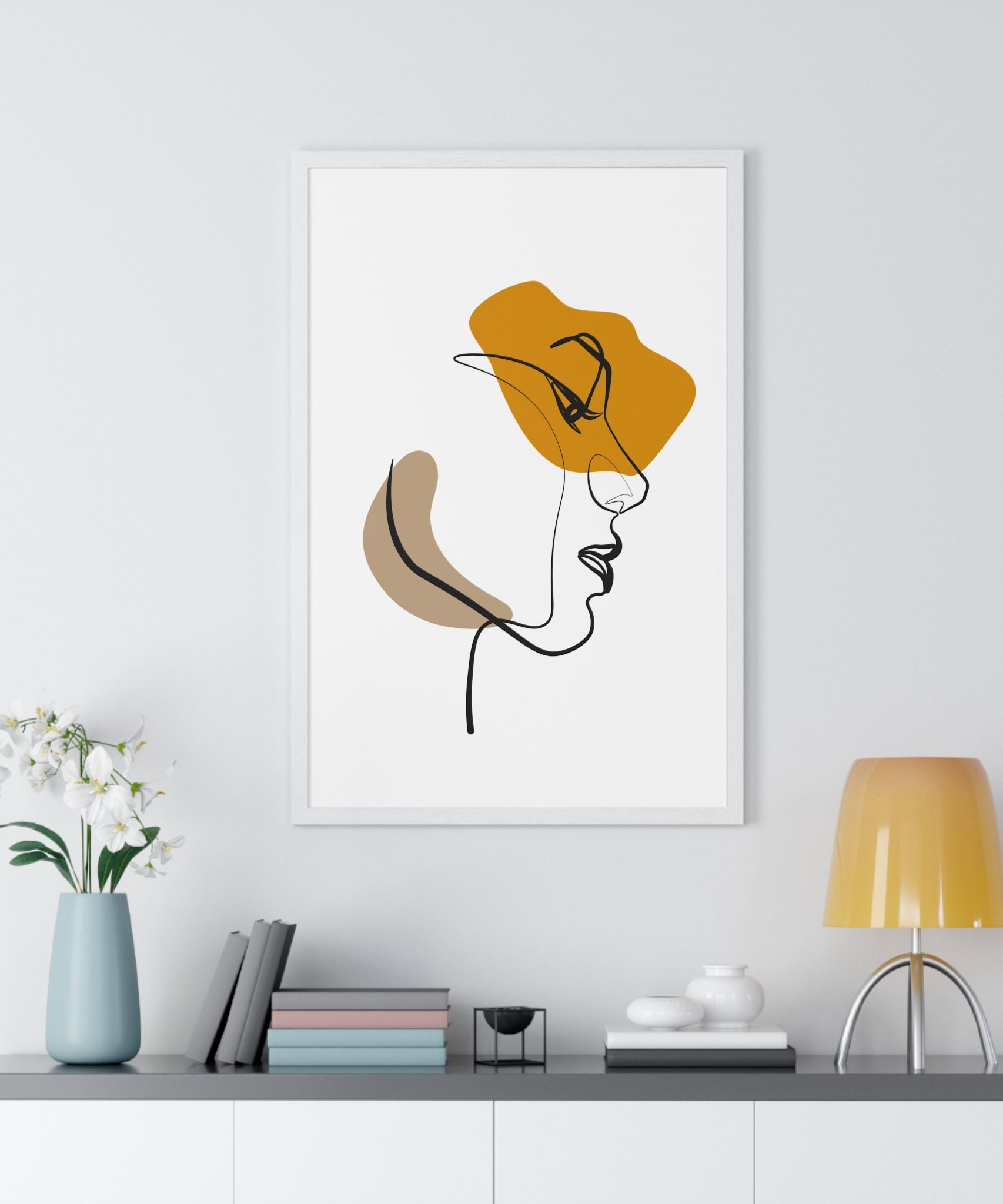 Abstract Profile Line Art – Framed Face Print